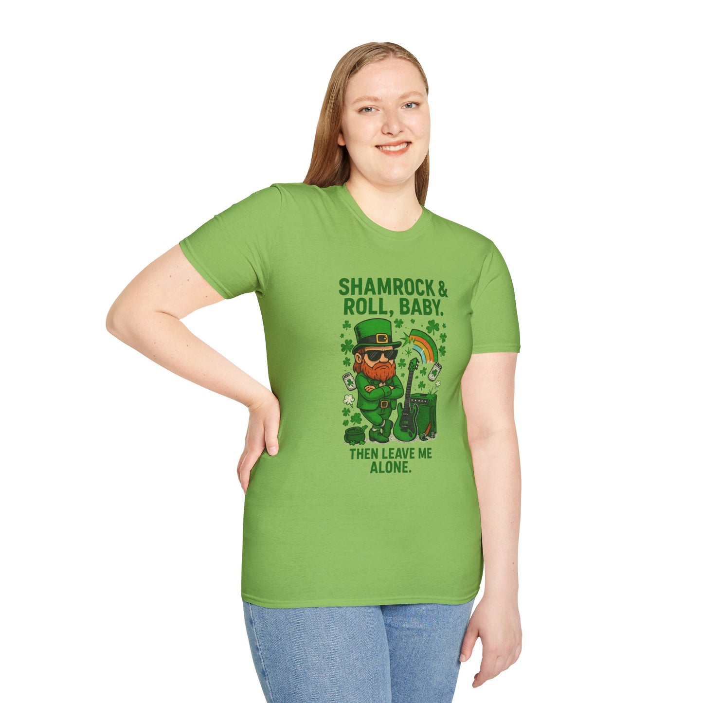 Shamrock & Roll, Baby | St. Patrick's Day T-Shirt | Funny Leprechaun Rock Shirt, Irish Music Humor, Anti-Social St. Paddy's Tee