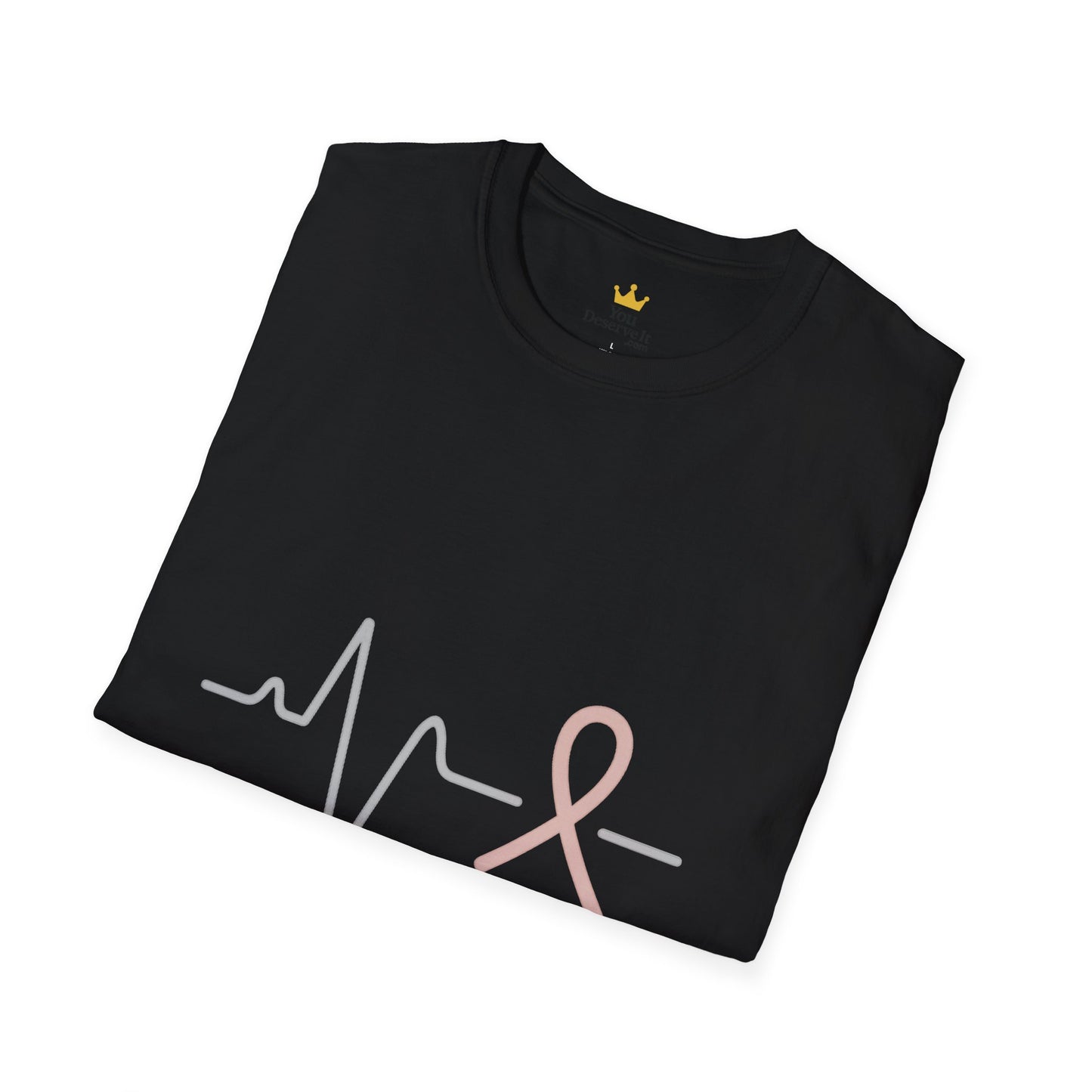 Heartbeat Pink Ribbon T-Shirt | Minimalist Breast Cancer Awareness Tee
