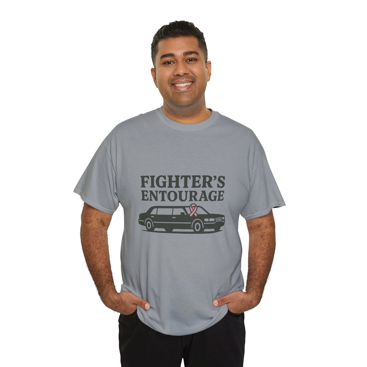 Fighter's Entourage Shirt | Breast Cancer Awareness Tee with Limo and Ribbon Design