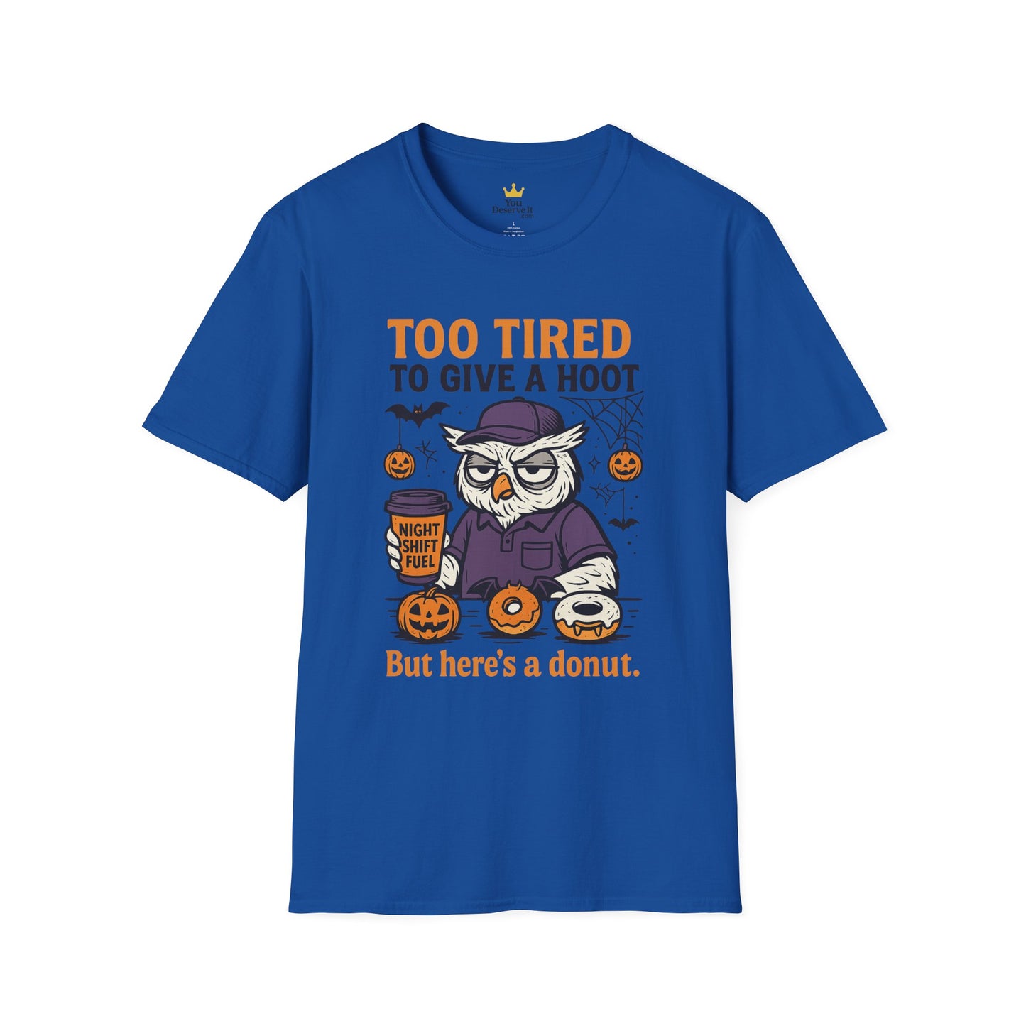 Too Tired To Give A Hoot – Funny Halloween Owl Donut T-Shirt