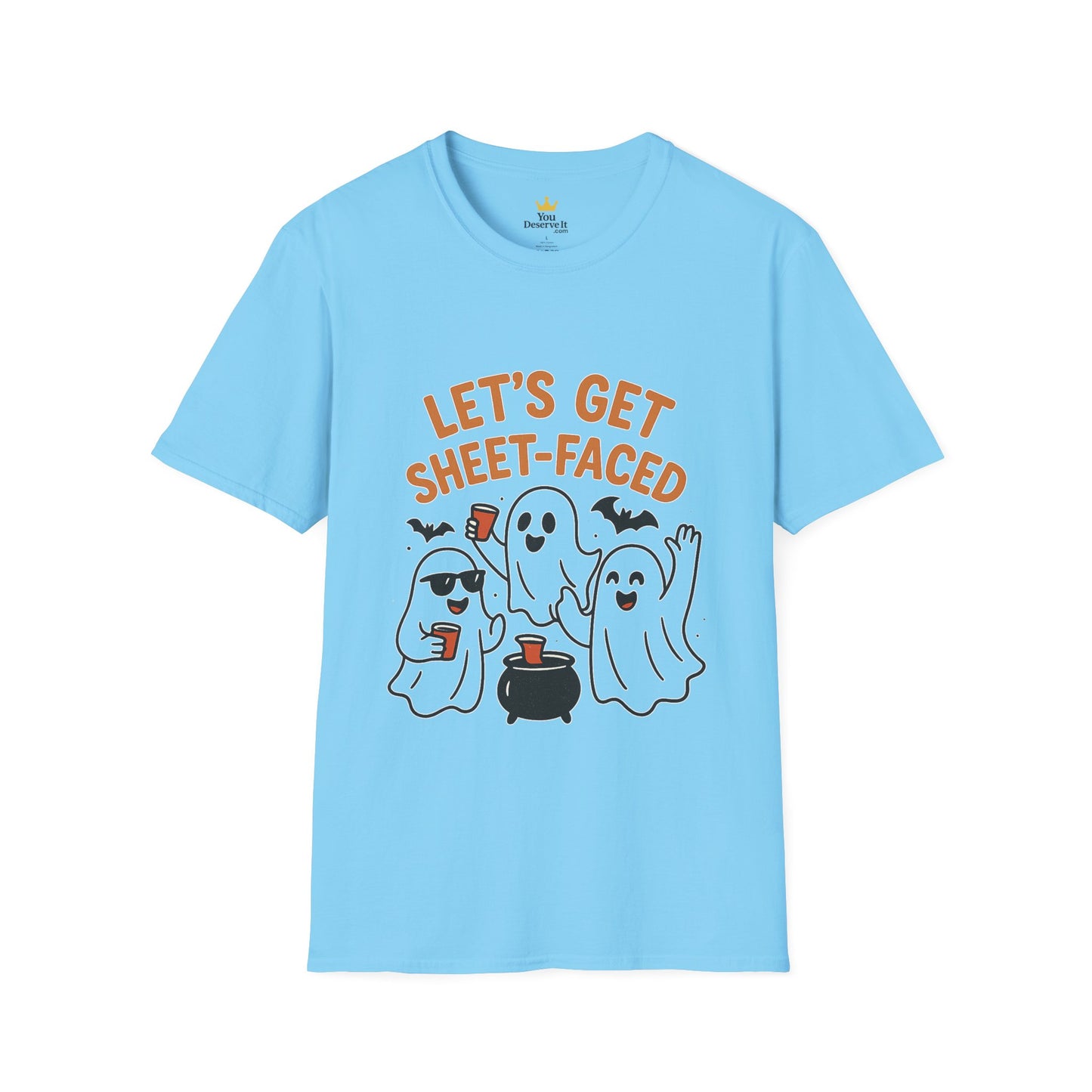 Let's Get Sheet-Faced Ghost Shirt | Funny Halloween Drinking Party Tee