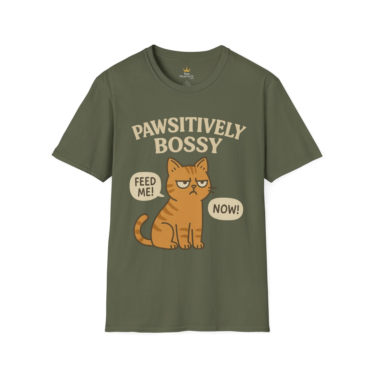 Pawsitively Bossy – Funny Cat Command T-Shirt