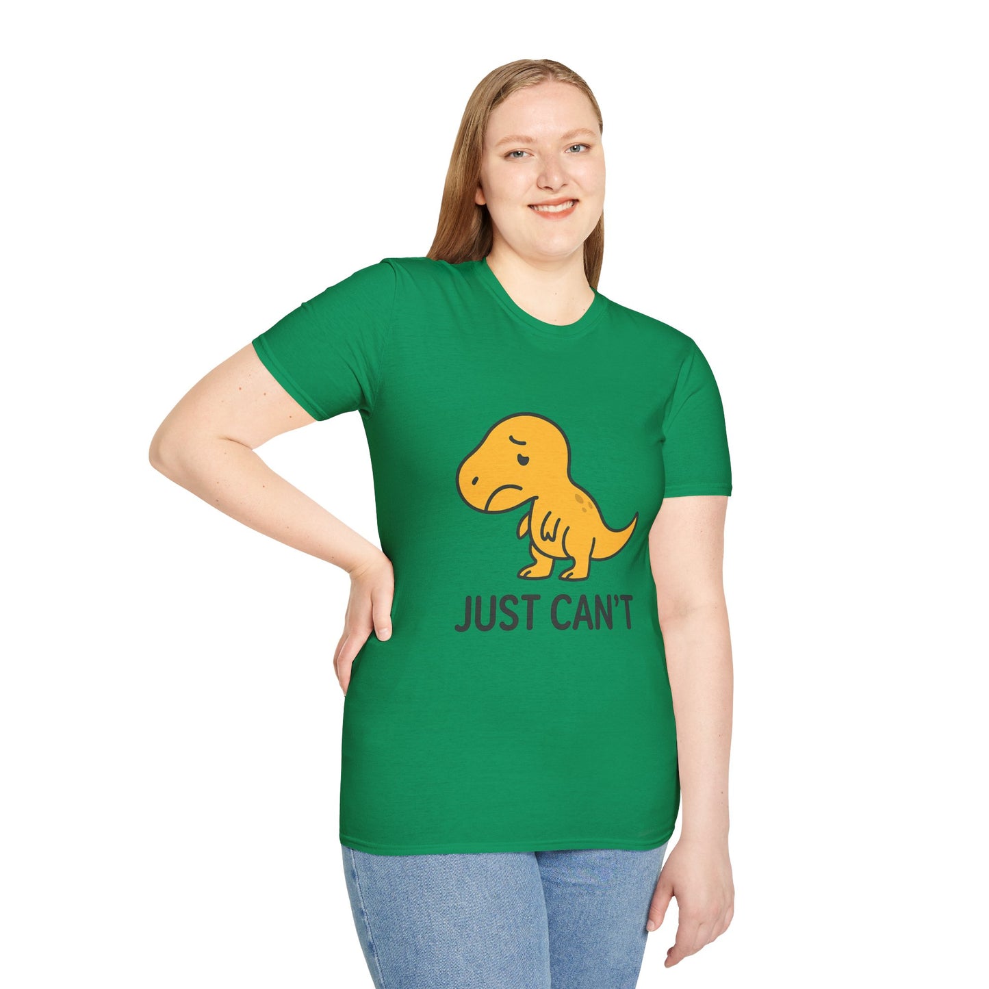 Just Can't Dinosaur T-Shirt | Funny T-Rex Mood Tee for Adults & Teens