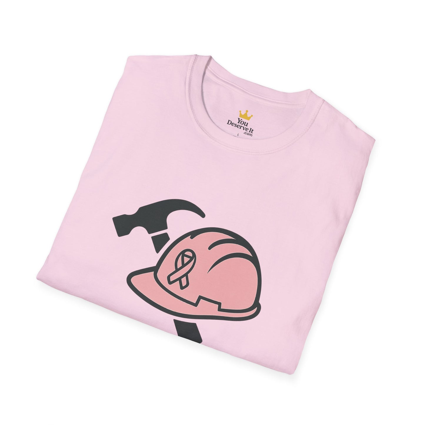 She Builds. She Battles. | Pink Ribbon Hard Hat Tee