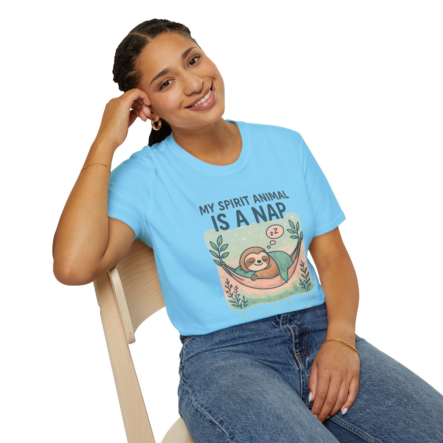 My Spirit Animal Is a Nap T-Shirt | Cute Sleepy Sloth in Hammock Design