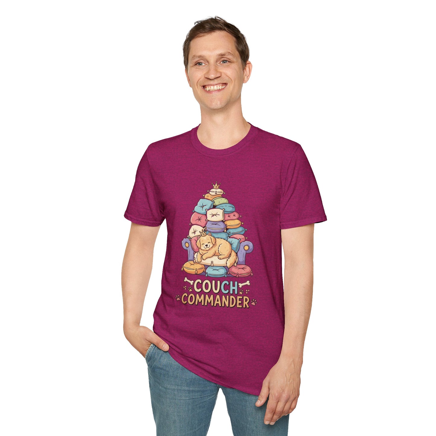 Couch Commander T-Shirt, Funny Pet Lover Tee, Dog Themed Gift, Cozy Everyday Shirt, Humorous Animal Apparel, Relaxation Top
