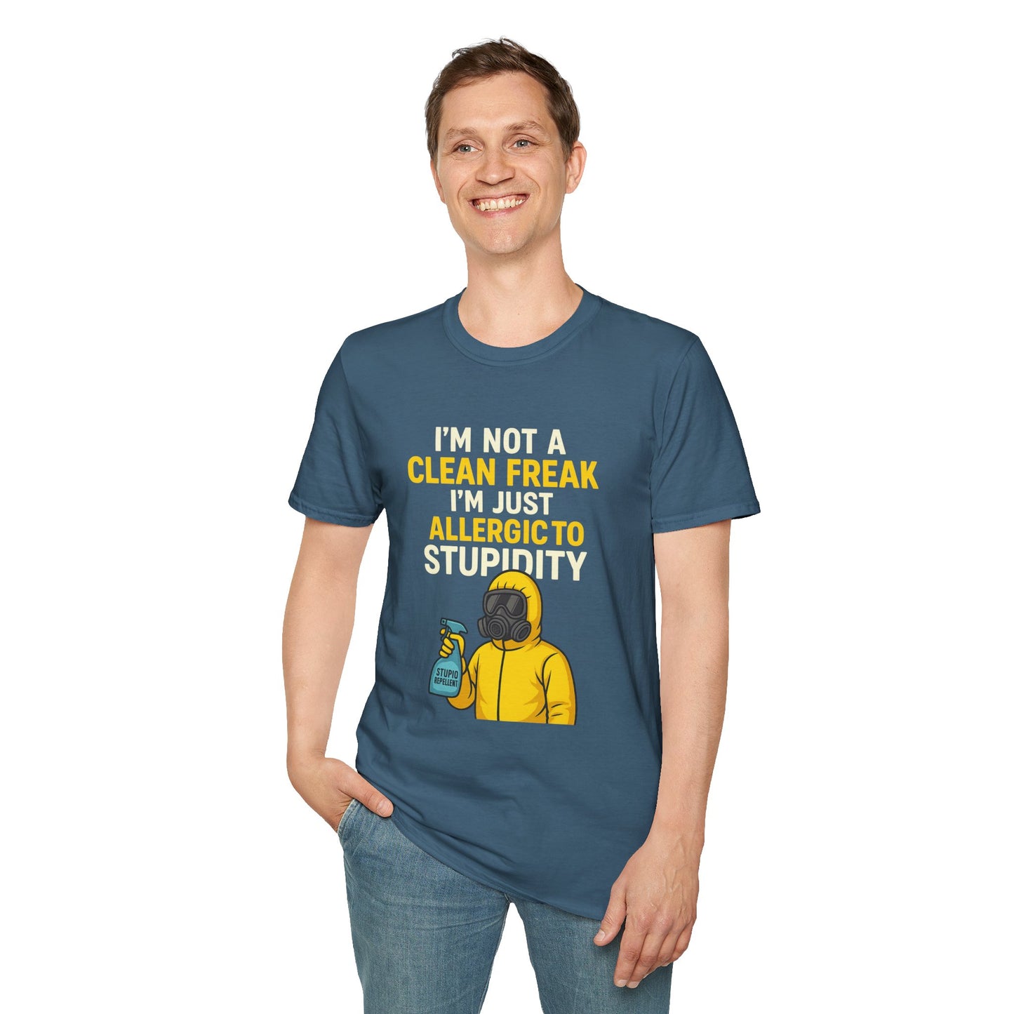 Funny Allergic to Stupidity T-Shirt, Gift for Clean Freaks, Quirky Statement Tee, Unisex Humor Shirt, Perfect for Friends & Family