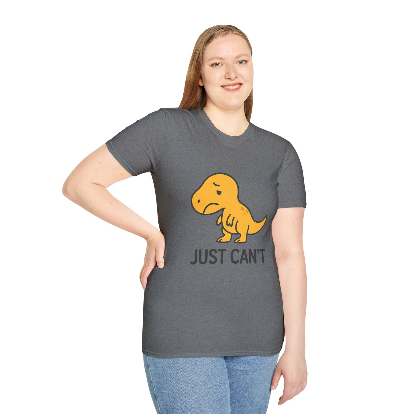 Just Can't Dinosaur T-Shirt | Funny T-Rex Mood Tee for Adults & Teens