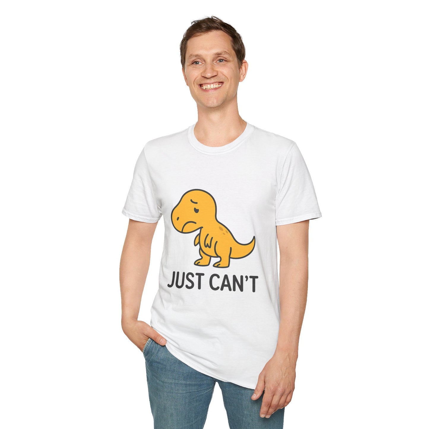 Just Can't Dinosaur T-Shirt | Funny T-Rex Mood Tee for Adults & Teens