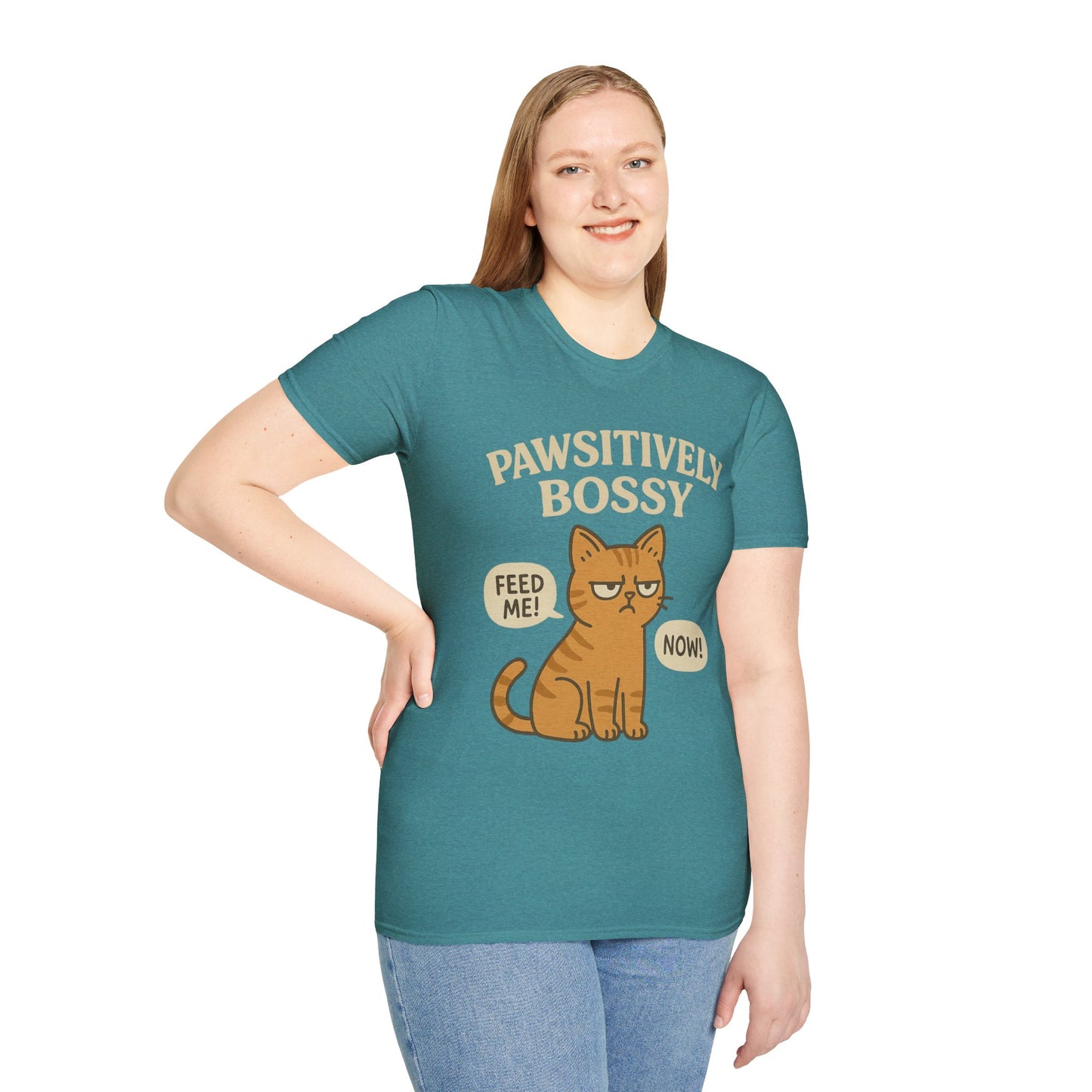 Pawsitively Bossy – Funny Cat Command T-Shirt
