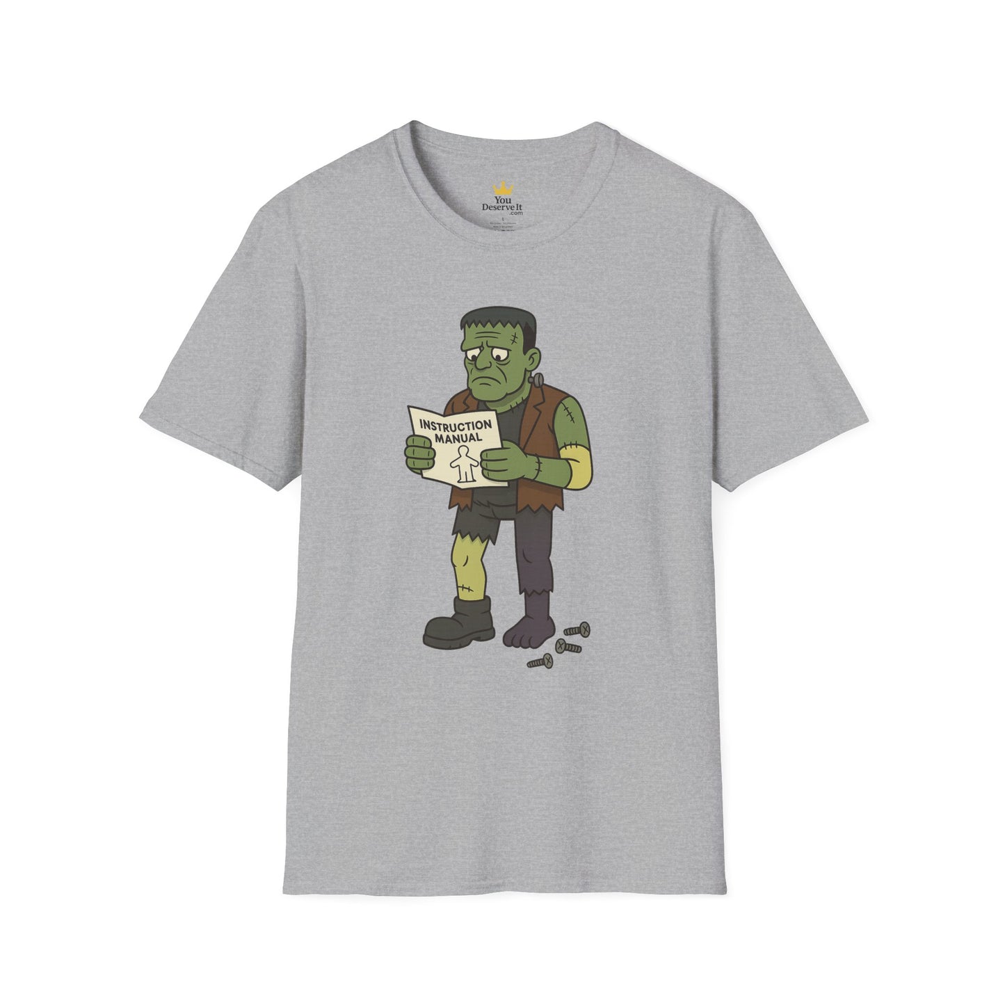 Funny Frankenstein T-Shirt, Unisex Softstyle Tee, Halloween Costume, Horror Movie Lover Gift, Cozy Casual Wear, Graphic Tee