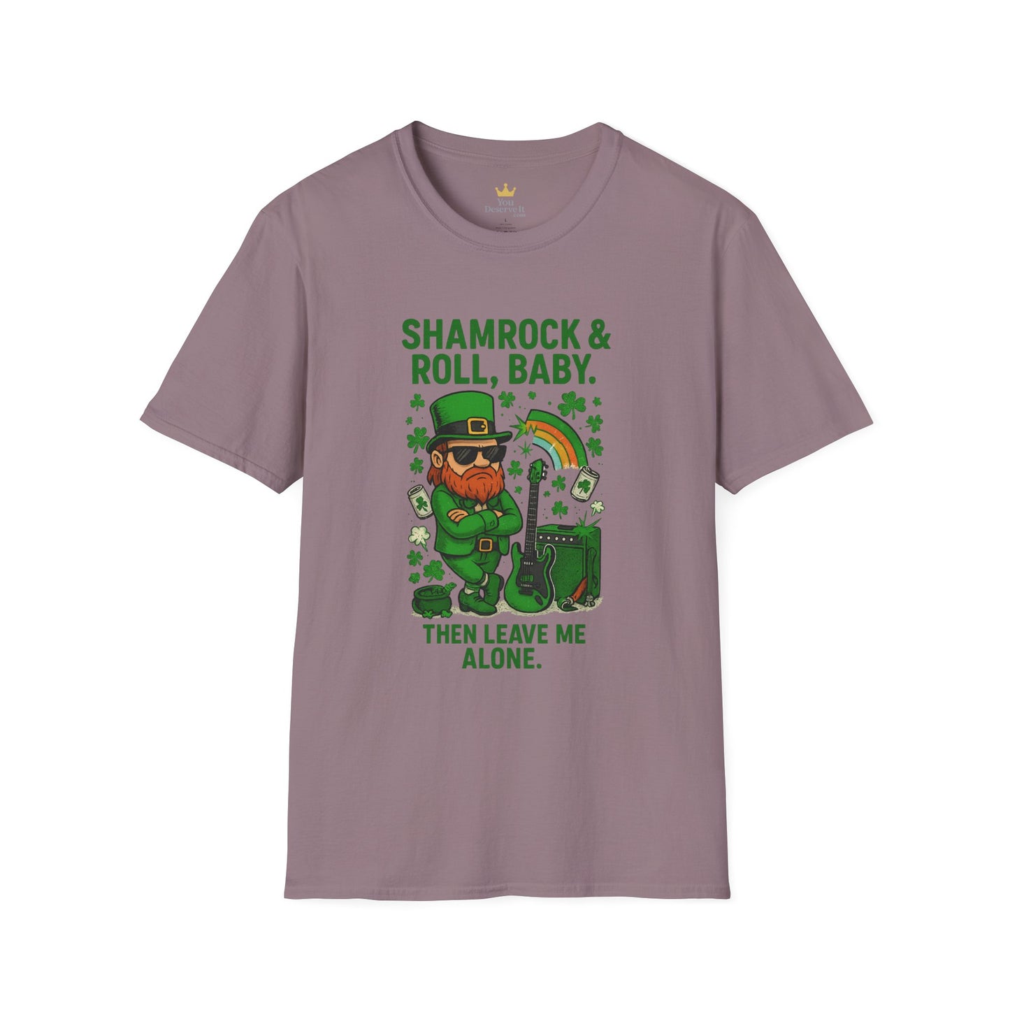 Shamrock & Roll, Baby | St. Patrick's Day T-Shirt | Funny Leprechaun Rock Shirt, Irish Music Humor, Anti-Social St. Paddy's Tee
