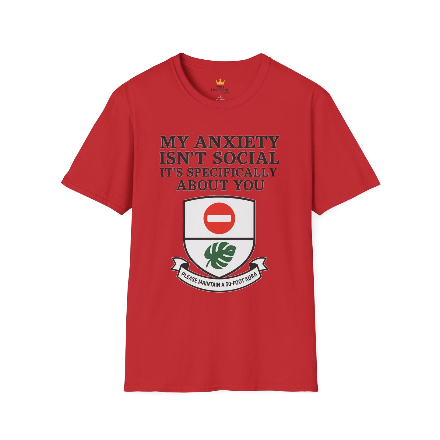 Funny Anxiety T-Shirt – Sarcastic Graphic Tee with Shield Design