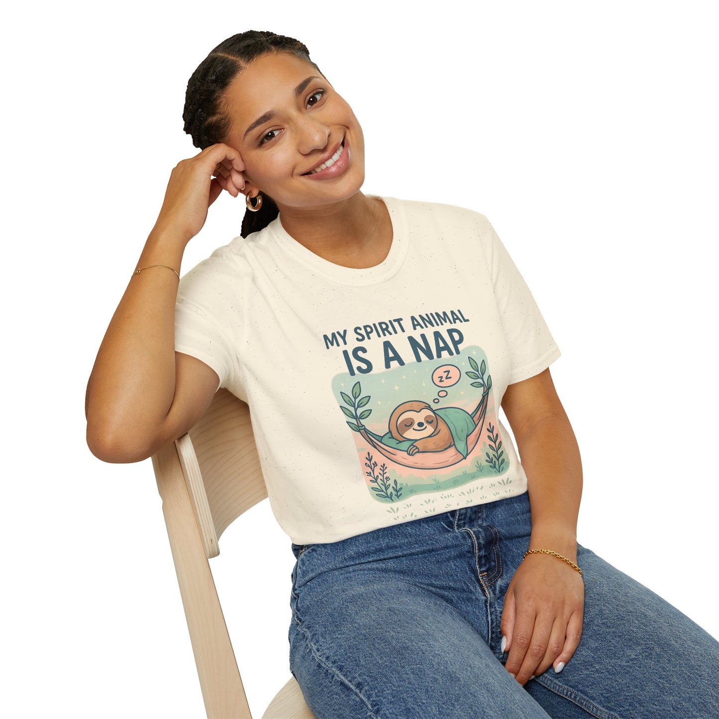 My Spirit Animal Is a Nap T-Shirt | Cute Sleepy Sloth in Hammock Design