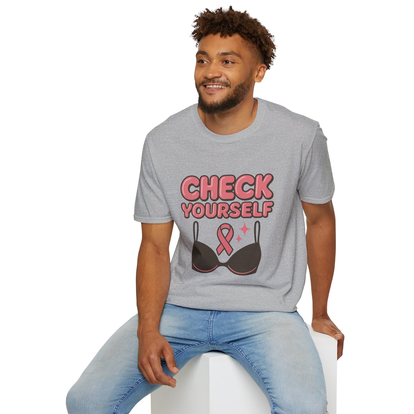 Check Yourself Breast Cancer Awareness T-Shirt | Funny Bra Ribbon Tee for Women