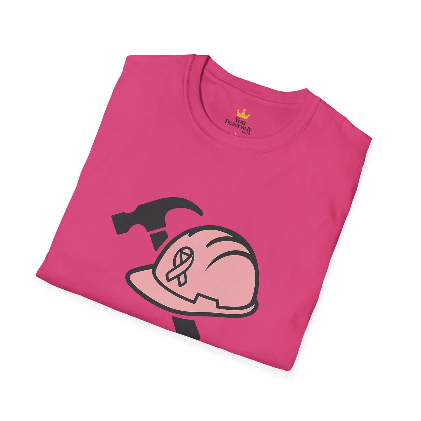 She Builds. She Battles. | Pink Ribbon Hard Hat Tee