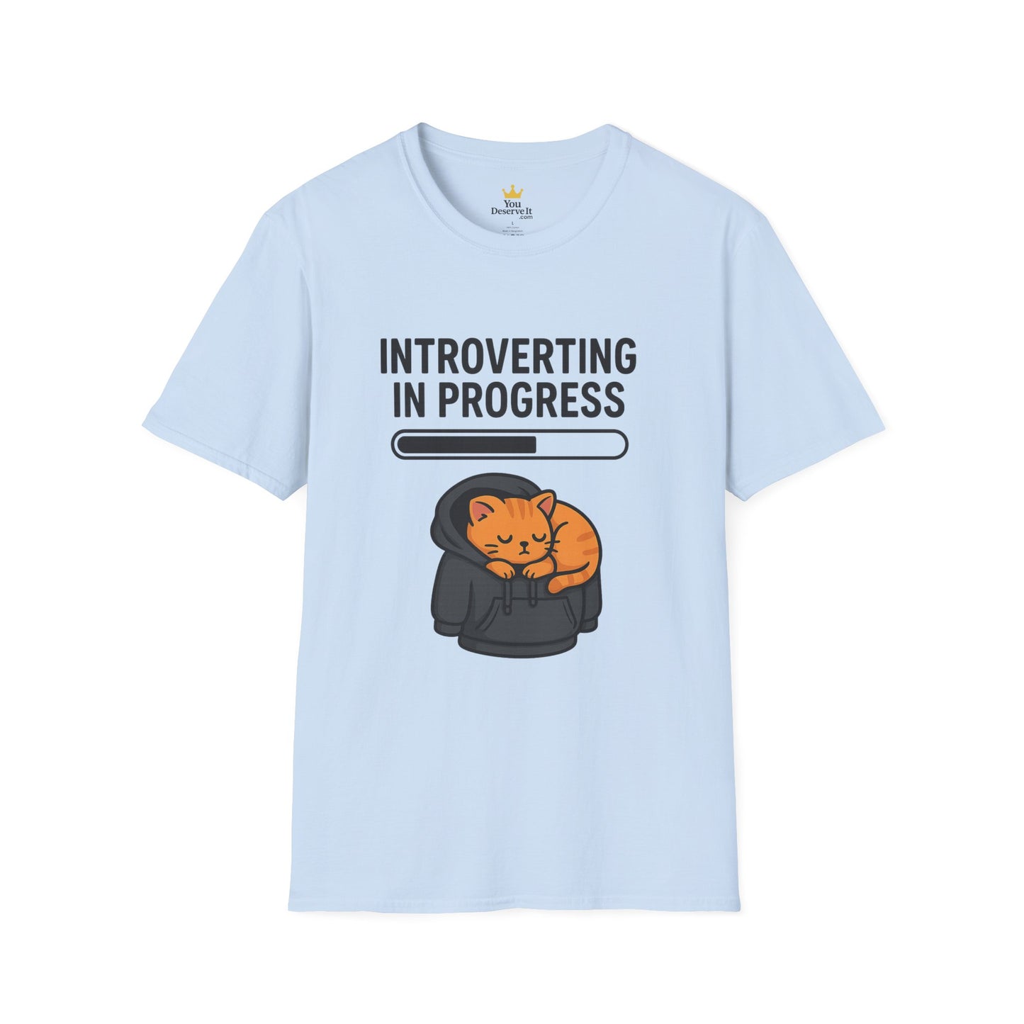 Introverting in Progress T-Shirt | Cute Cat Hoodie Tee for Proud Introverts