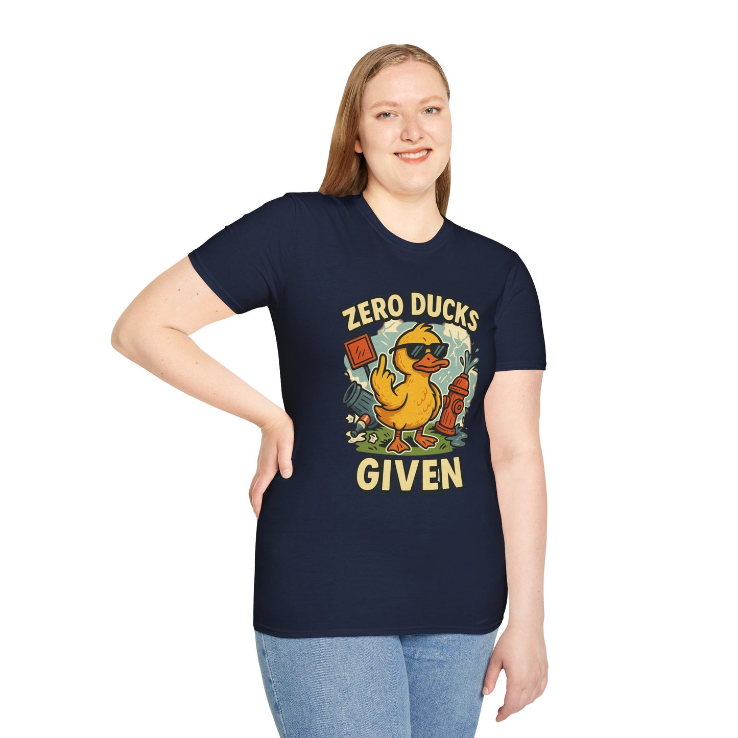 Zero Ducks Given T-Shirt | Funny Sarcastic Duck Flipping Off Graphic Tee