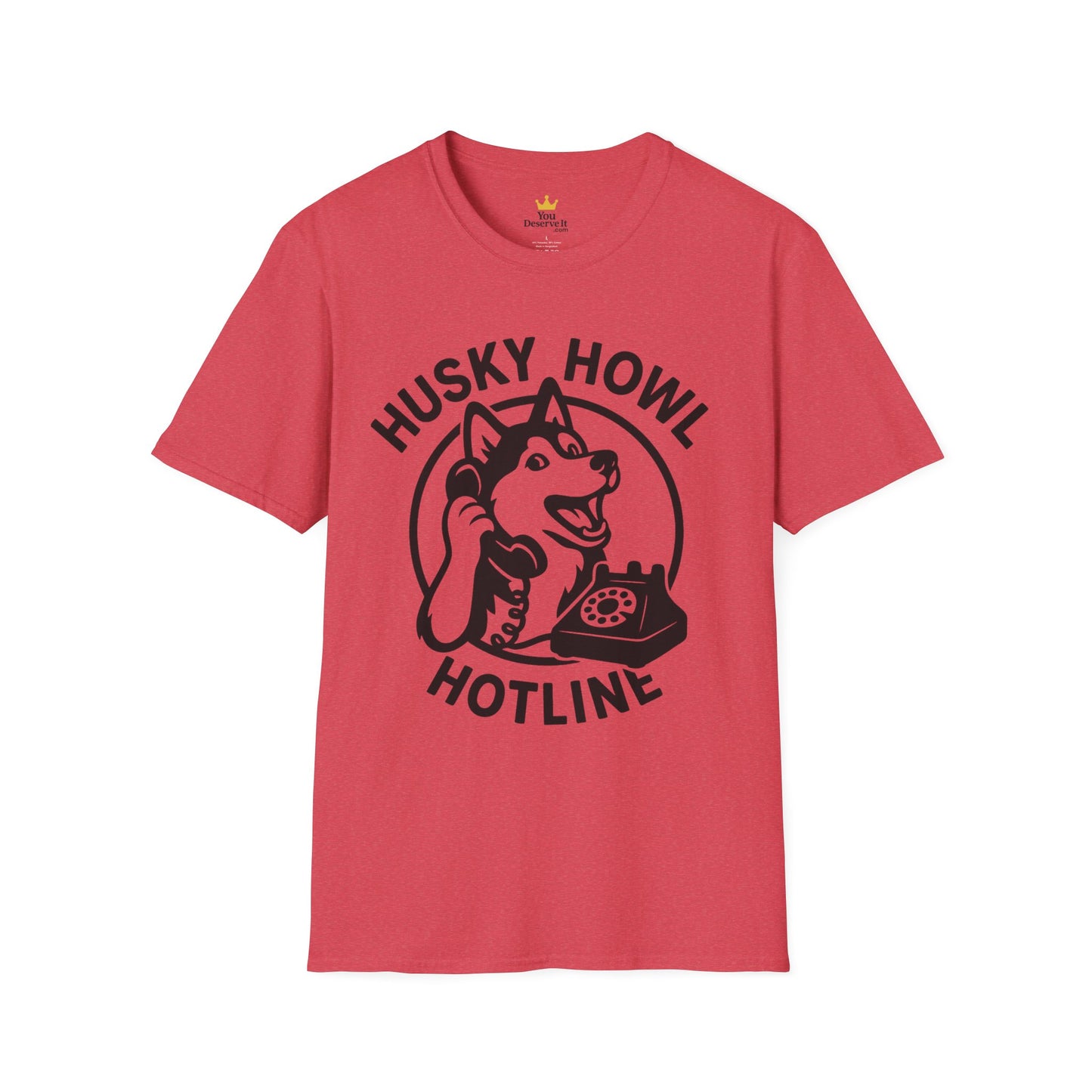 Husky Howl Hotline T-Shirt, Funny Dog Tee, Pet Lover Gift, Animal Rescue Fundraiser Shirt, Casual Wear, Gift for Dog Lovers