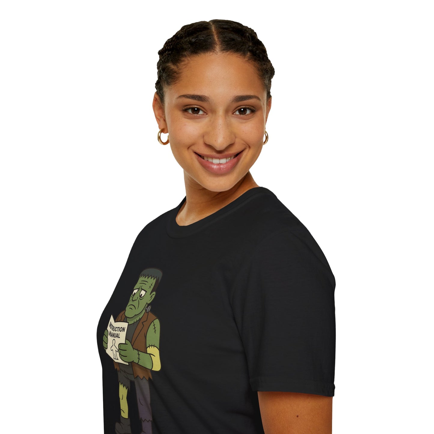 Funny Frankenstein T-Shirt, Unisex Softstyle Tee, Halloween Costume, Horror Movie Lover Gift, Cozy Casual Wear, Graphic Tee