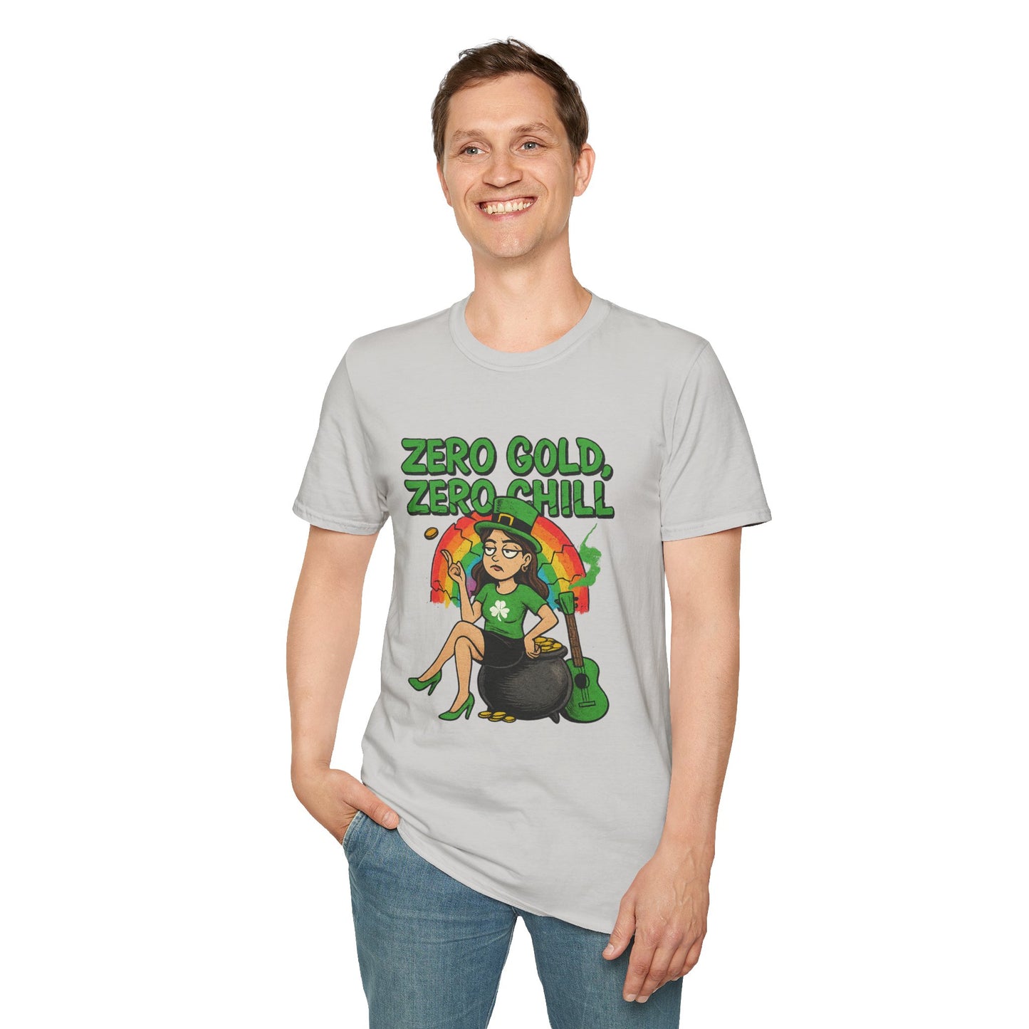 Zero Gold, Zero Chill | Funny St. Patrick's Day T-Shirt | Snarky Leprechaun Girl Tee, Sarcastic Irish Pride Shirt, Anti-Luck Humor