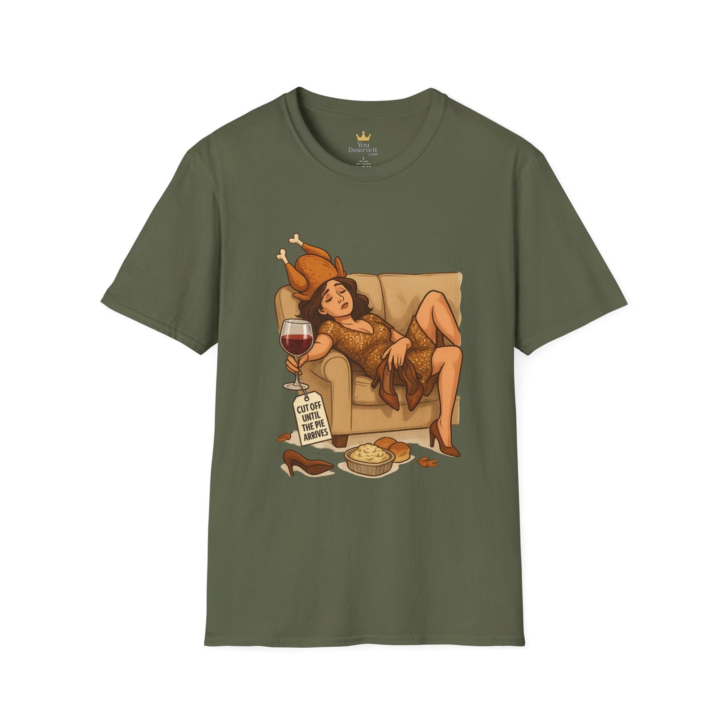 Cut Off Until the Pie Arrives | Funny Thanksgiving T-Shirt | Drunk Turkey Costume Shirt, Wine-Lover Holiday Tee, Sarcastic Friendsgiving Humor