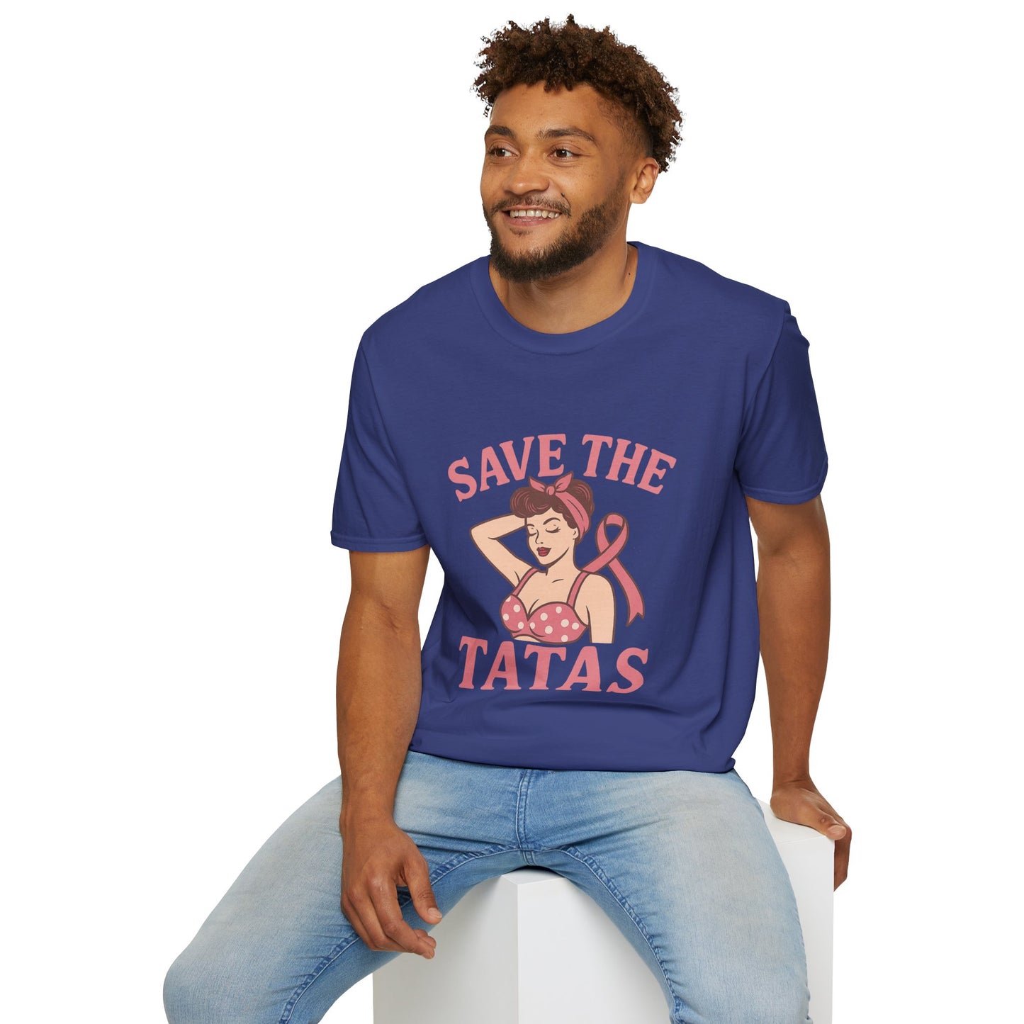 Save the Tatas Shirt | Retro Pin-Up Breast Cancer Awareness Tee with Pink Ribbon