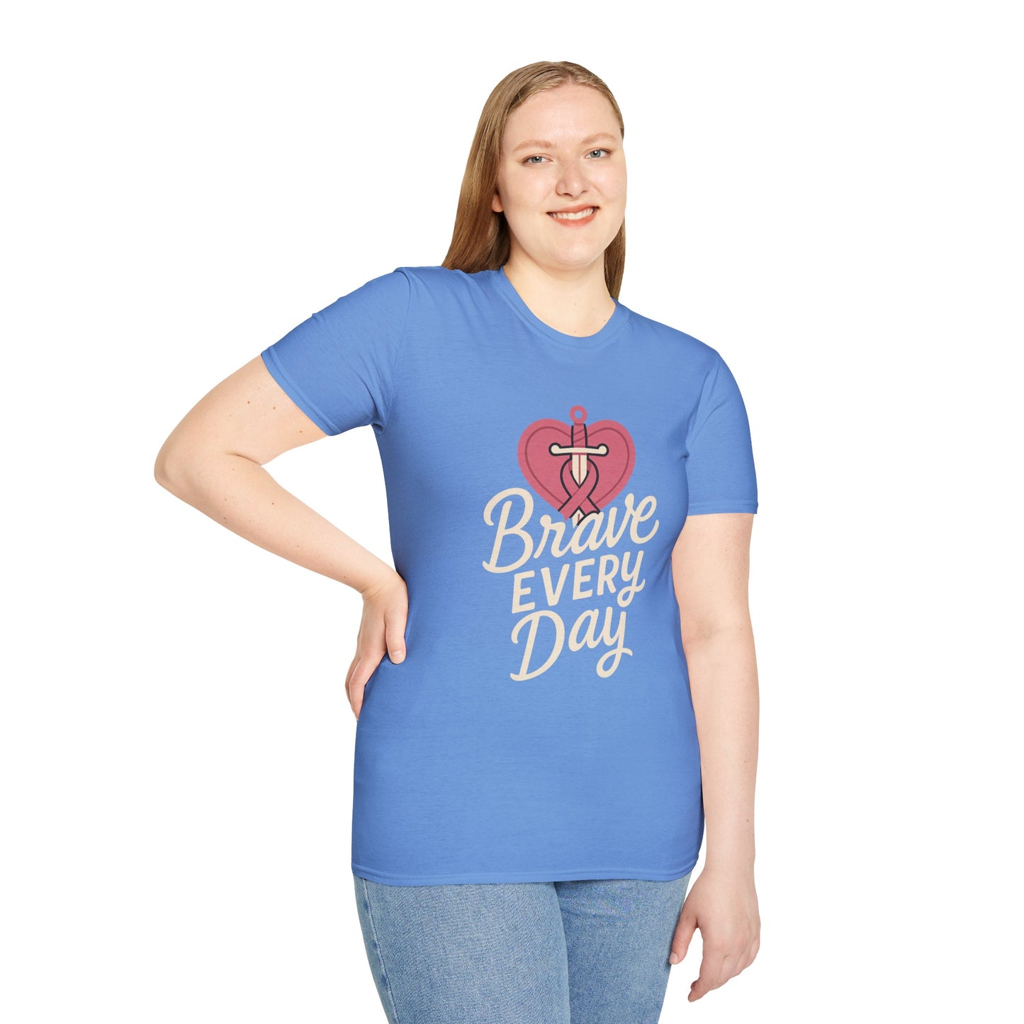 Brave Every Day Shirt | Breast Cancer Awareness Tee with Sword & Ribbon Heart