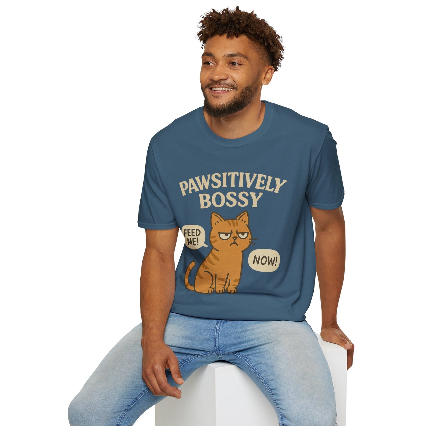 Pawsitively Bossy – Funny Cat Command T-Shirt