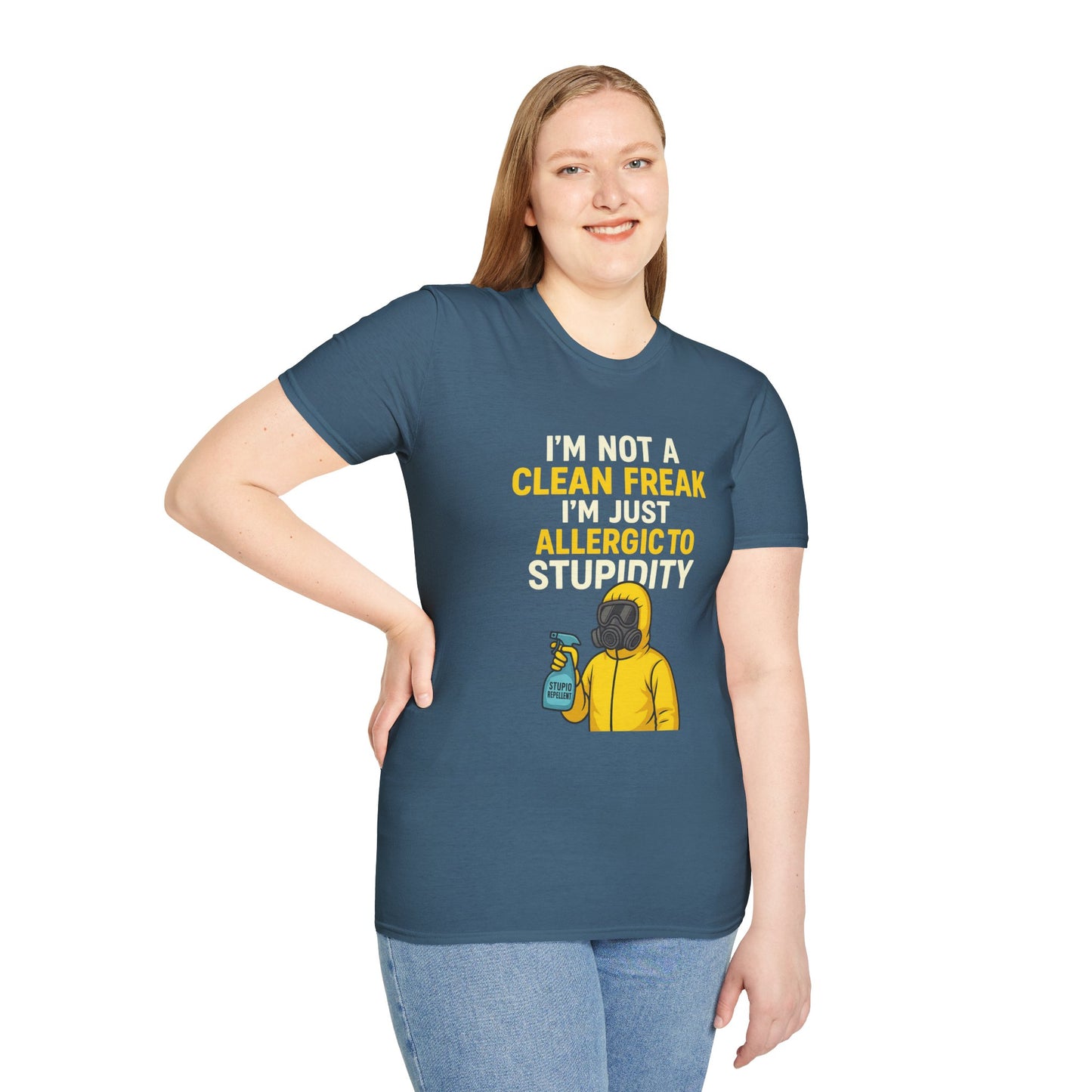 Funny Allergic to Stupidity T-Shirt, Gift for Clean Freaks, Quirky Statement Tee, Unisex Humor Shirt, Perfect for Friends & Family