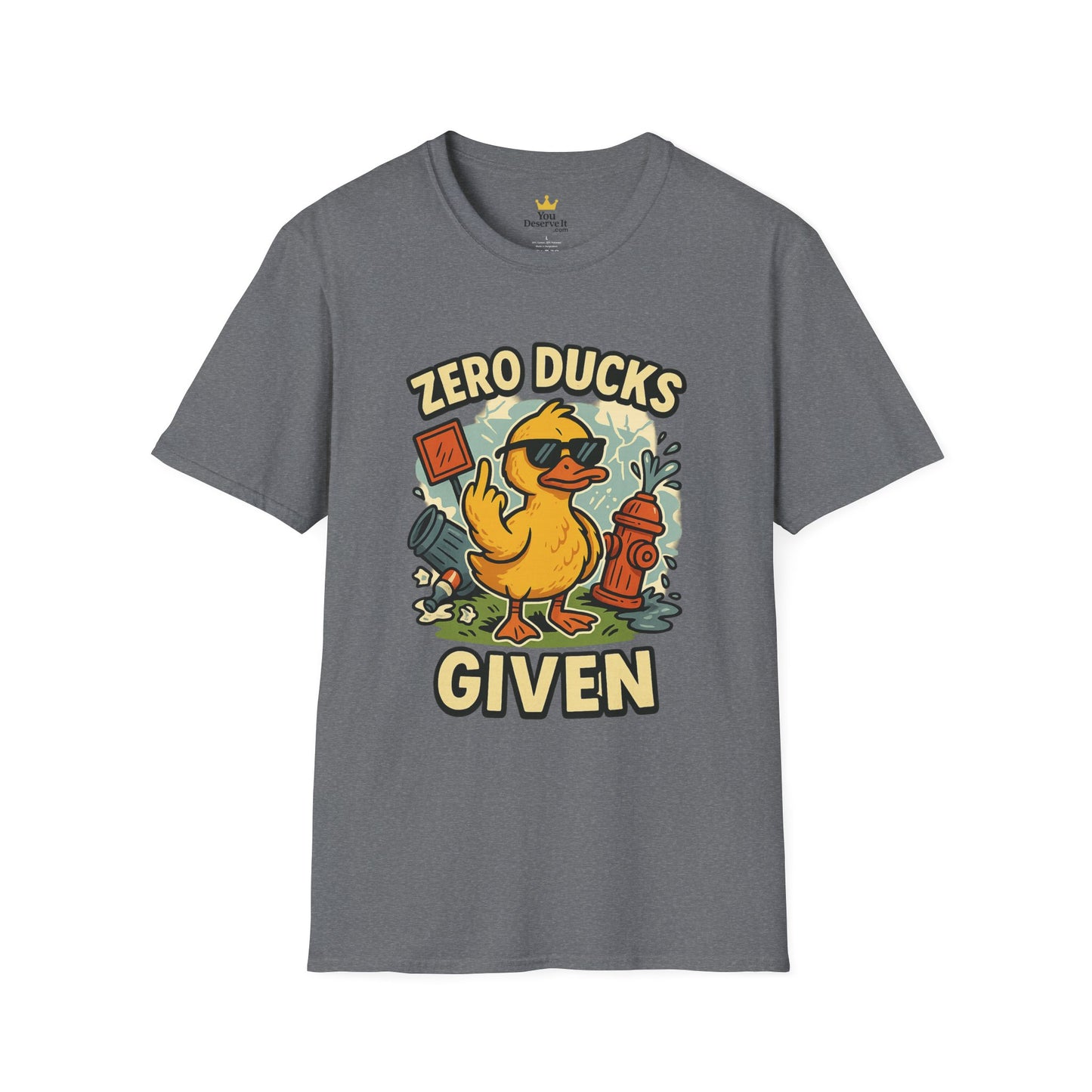 Zero Ducks Given T-Shirt | Funny Sarcastic Duck Flipping Off Graphic Tee