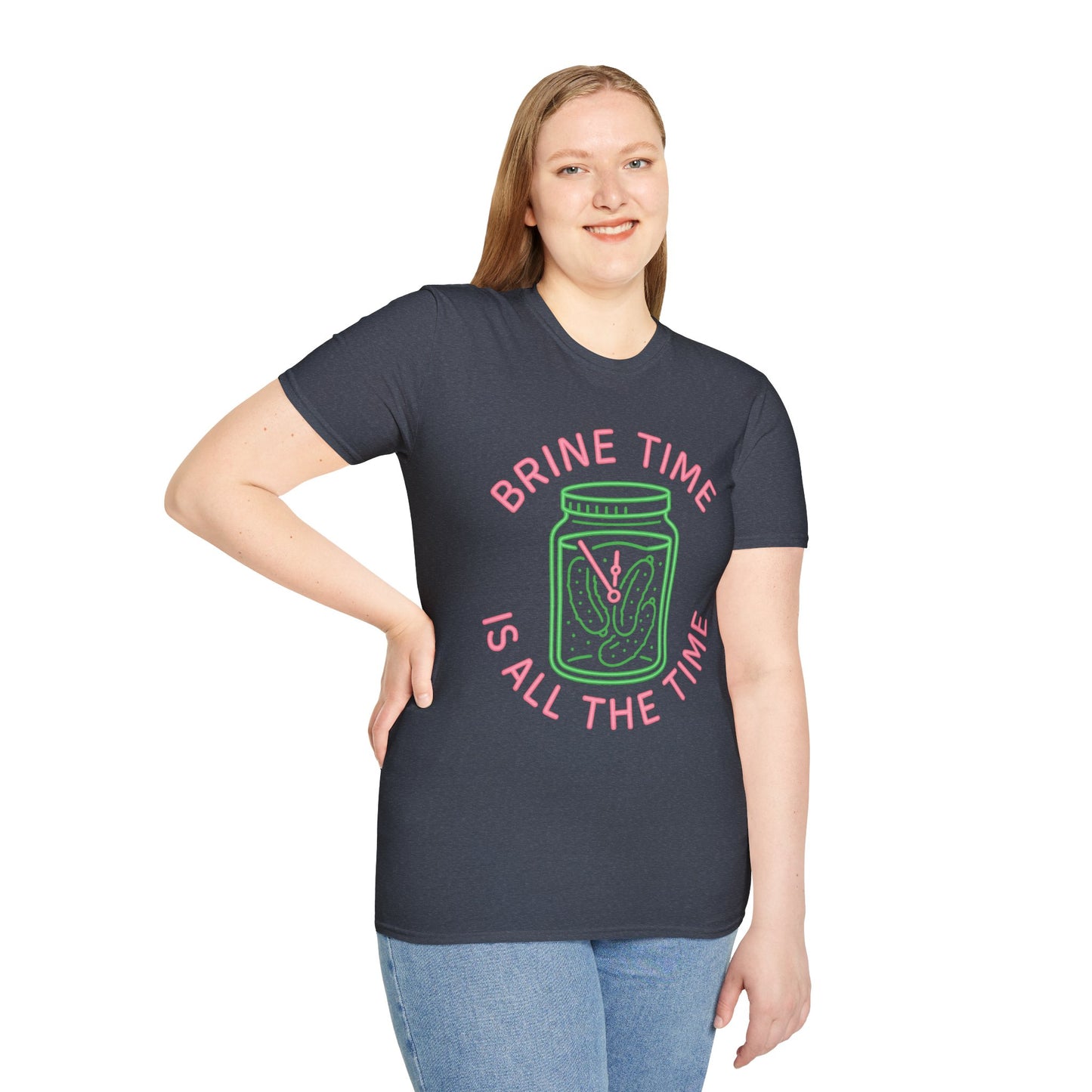 Brine Time Is All the Time – Retro Neon Pickle Jar T-Shirt