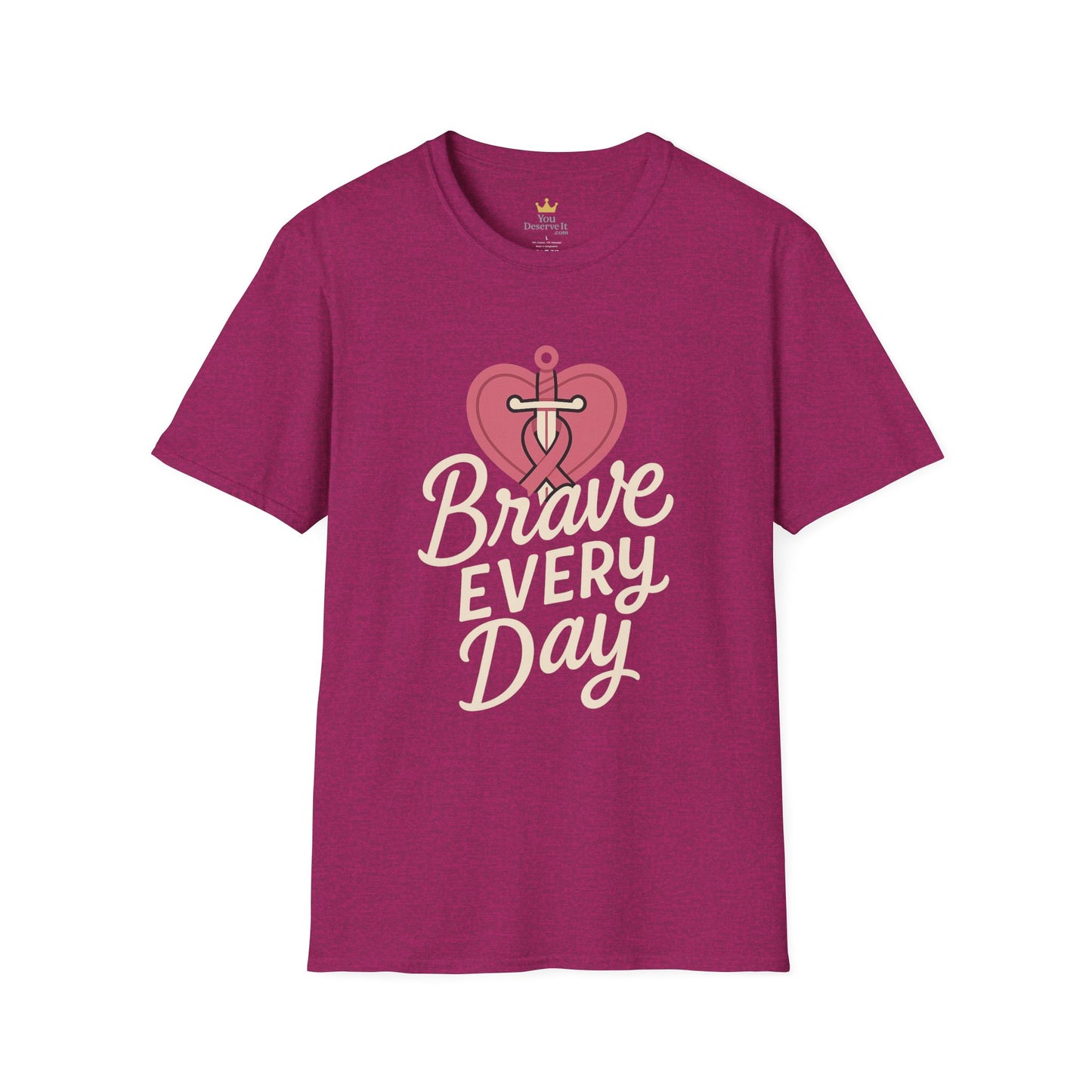 Brave Every Day Shirt | Breast Cancer Awareness Tee with Sword & Ribbon Heart