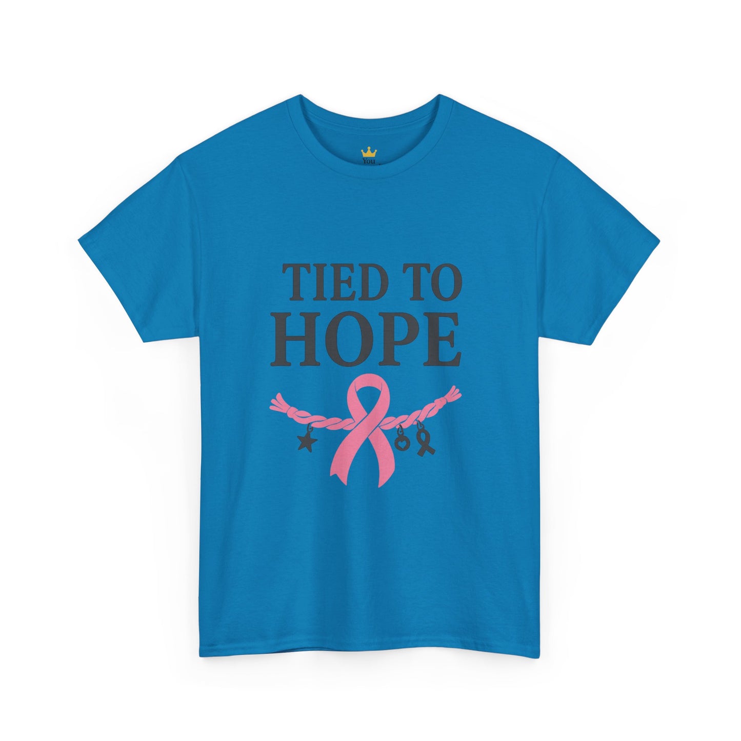 Tied to Hope Shirt | Breast Cancer Awareness Tee with Ribbon and Charms | Support & Survivor T-Shirt