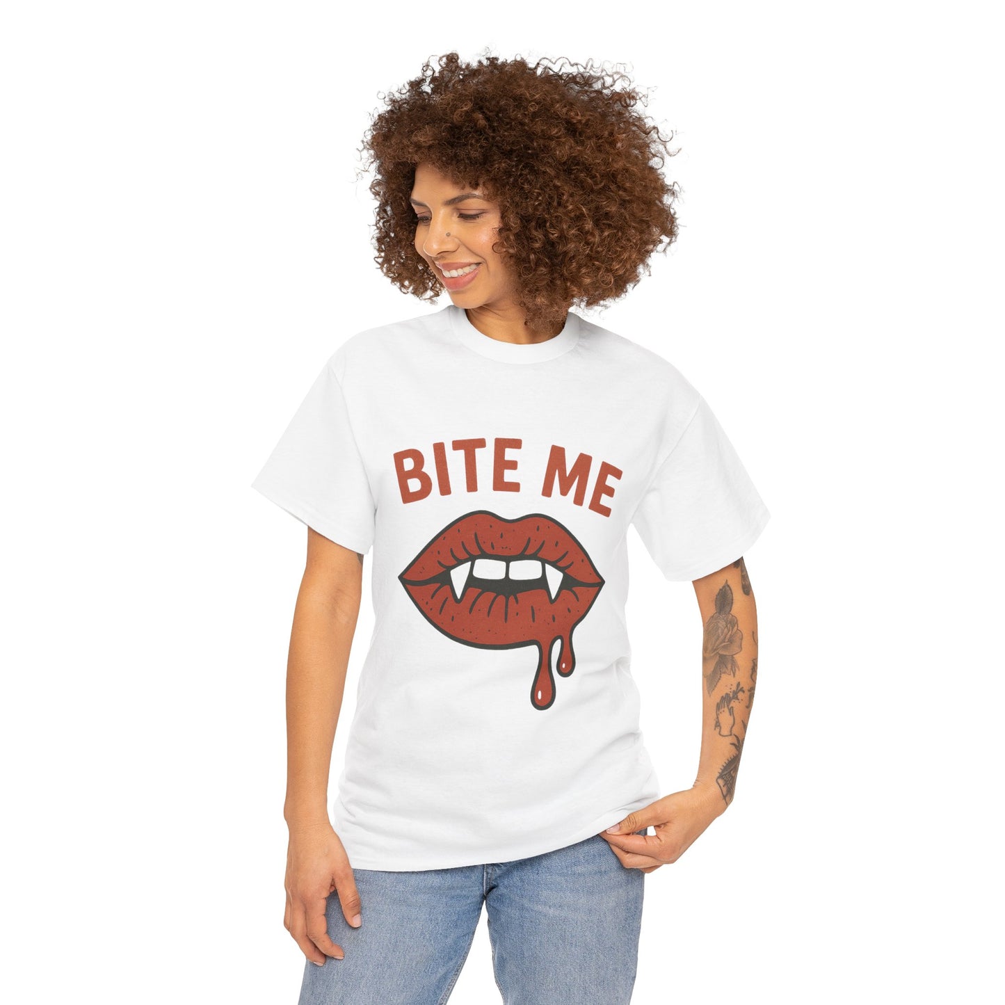 Bite Me Graphic Tee | Unisex Cotton Shirt, Halloween Apparel, Funny T-Shirt, Gothic Style, Trendy Graphic Tee