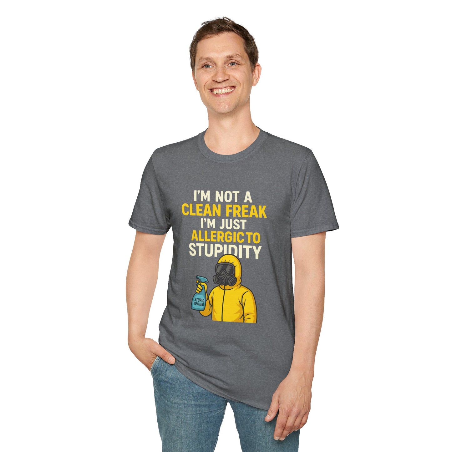 Funny Allergic to Stupidity T-Shirt, Gift for Clean Freaks, Quirky Statement Tee, Unisex Humor Shirt, Perfect for Friends & Family