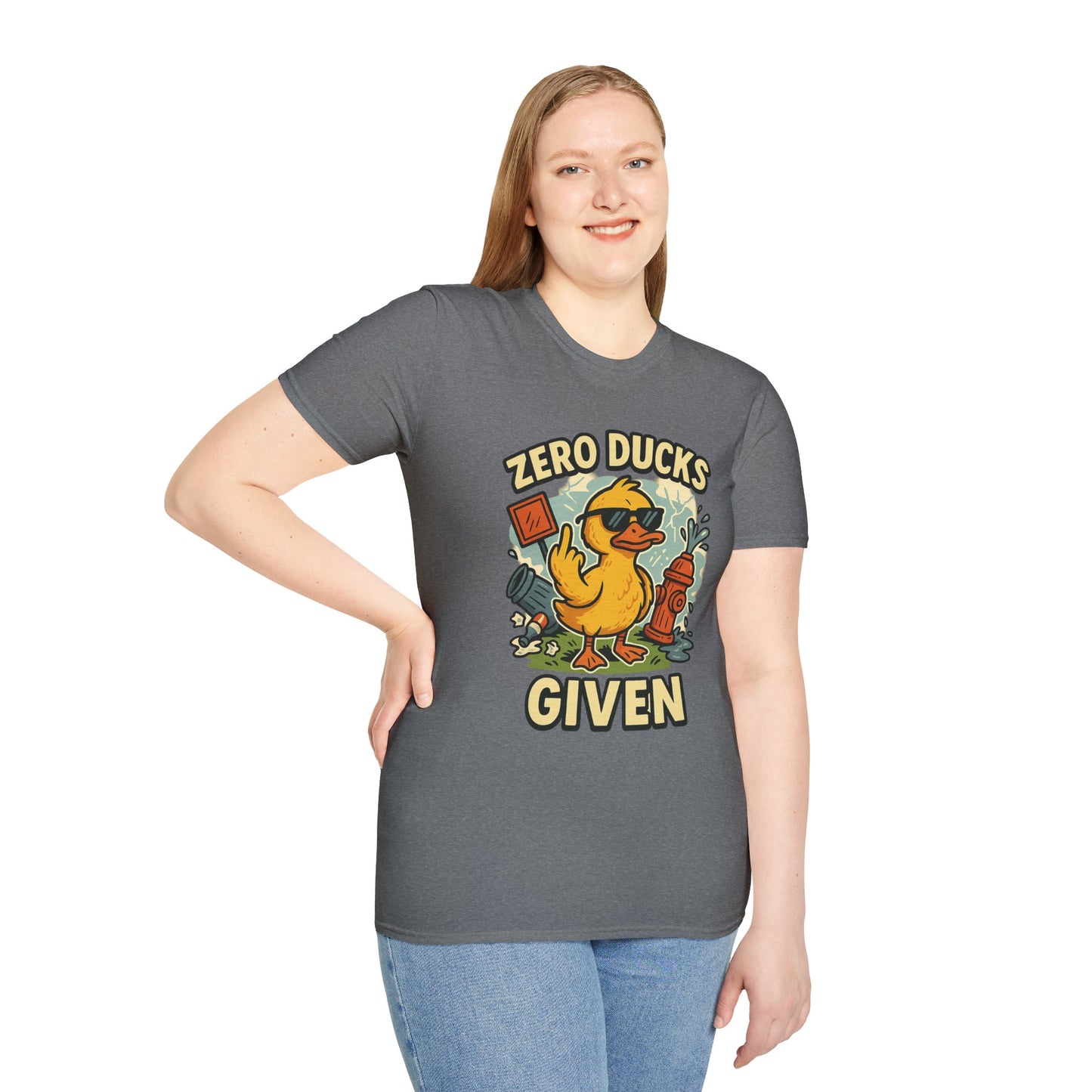 Zero Ducks Given T-Shirt | Funny Sarcastic Duck Flipping Off Graphic Tee