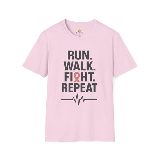 Run. Walk. Fight. Repeat. | Breast Cancer Awareness Tee