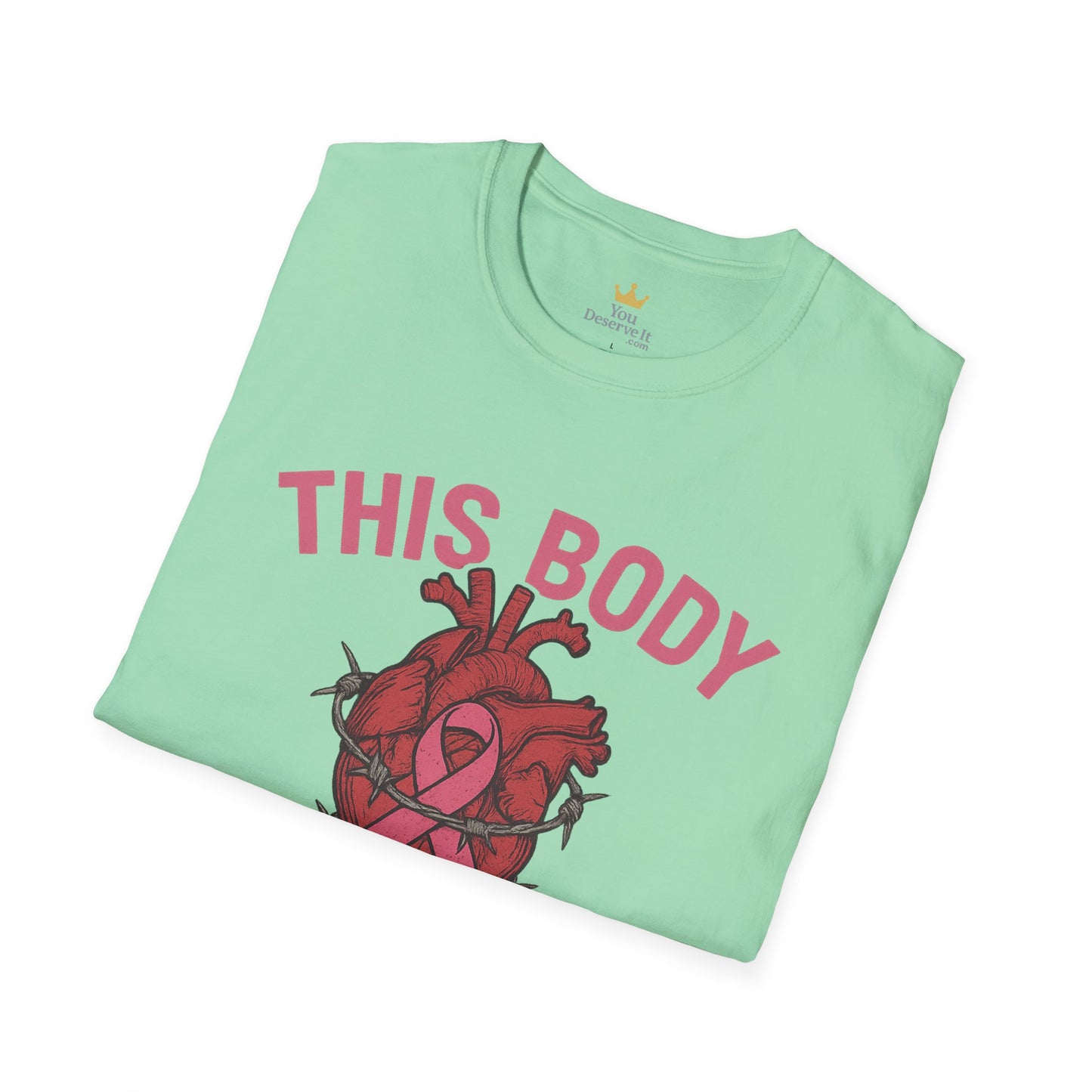 This Body Fights Back Shirt | Bold Breast Cancer Awareness Tee with Heart & Barbed Wire Design