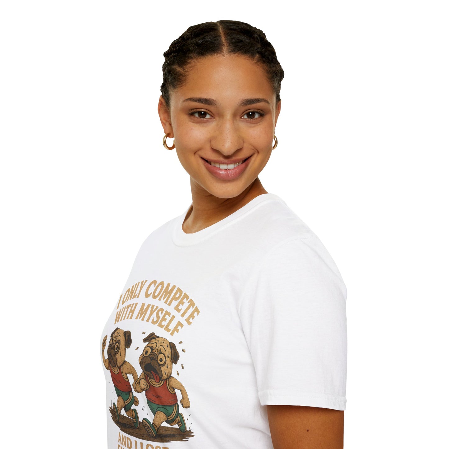 Funny Pug T-Shirt – “I Only Compete With Myself And I Lose Every Time” | Vintage Style Graphic Tee