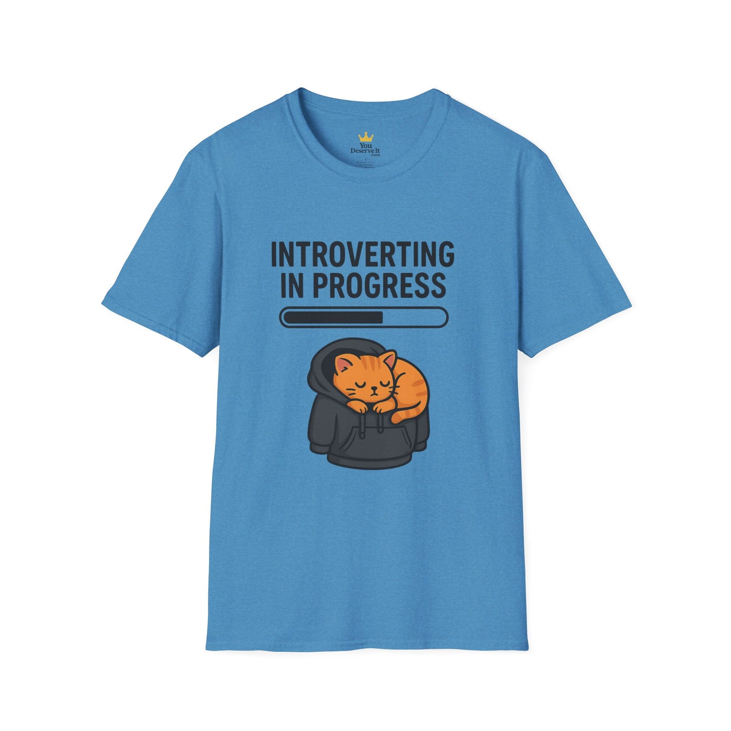 Introverting in Progress T-Shirt | Cute Cat Hoodie Tee for Proud Introverts
