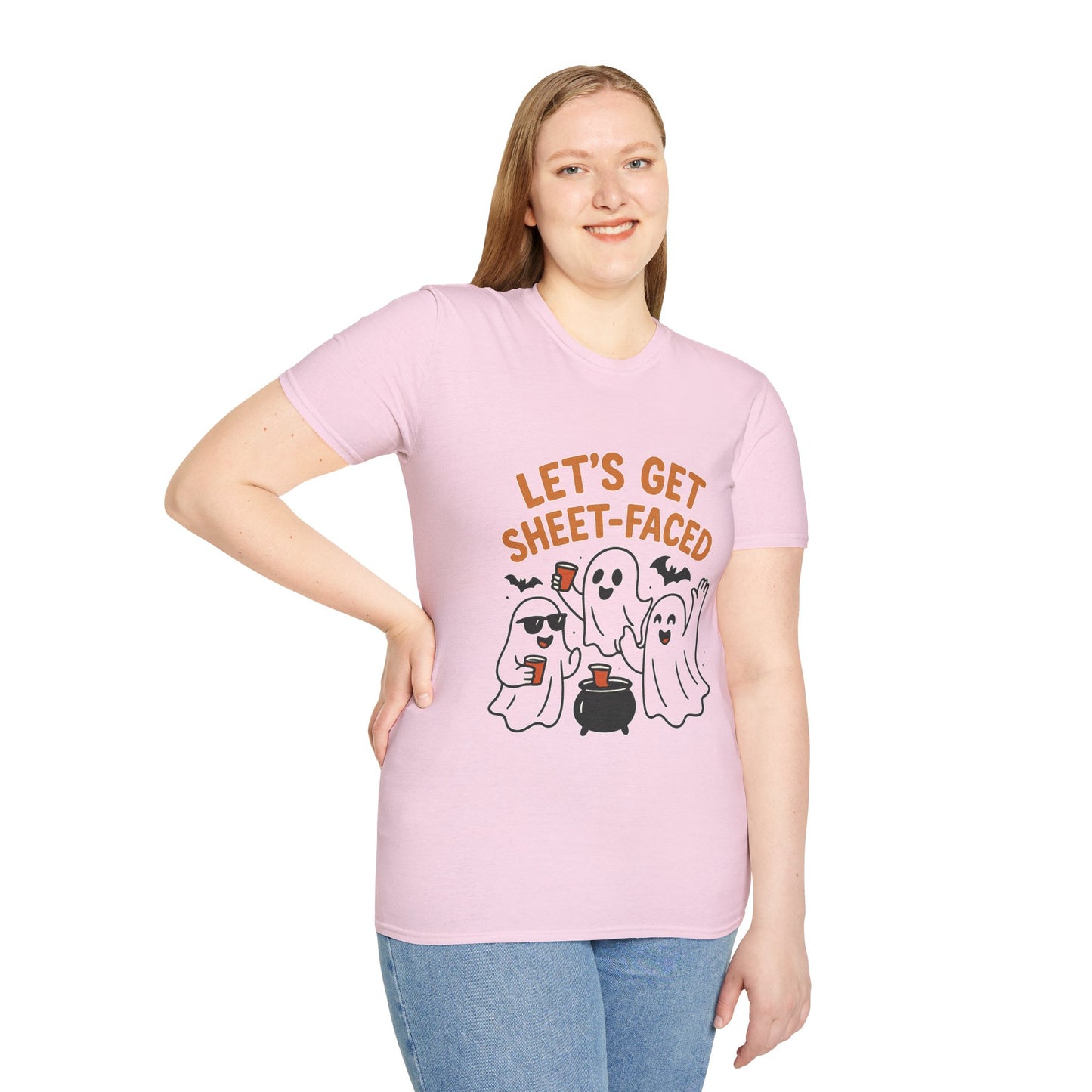 Let's Get Sheet-Faced Ghost Shirt | Funny Halloween Drinking Party Tee