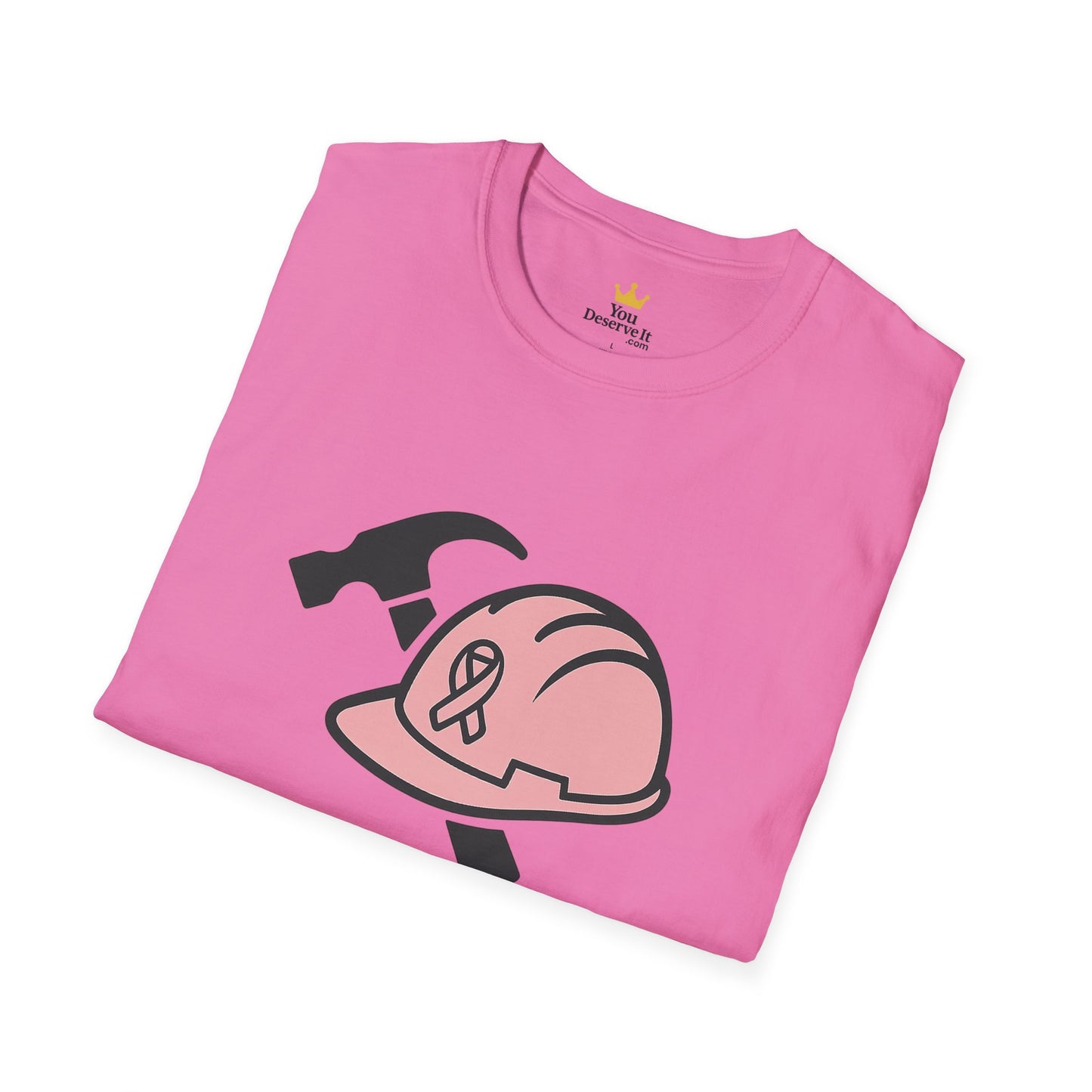 She Builds. She Battles. | Pink Ribbon Hard Hat Tee