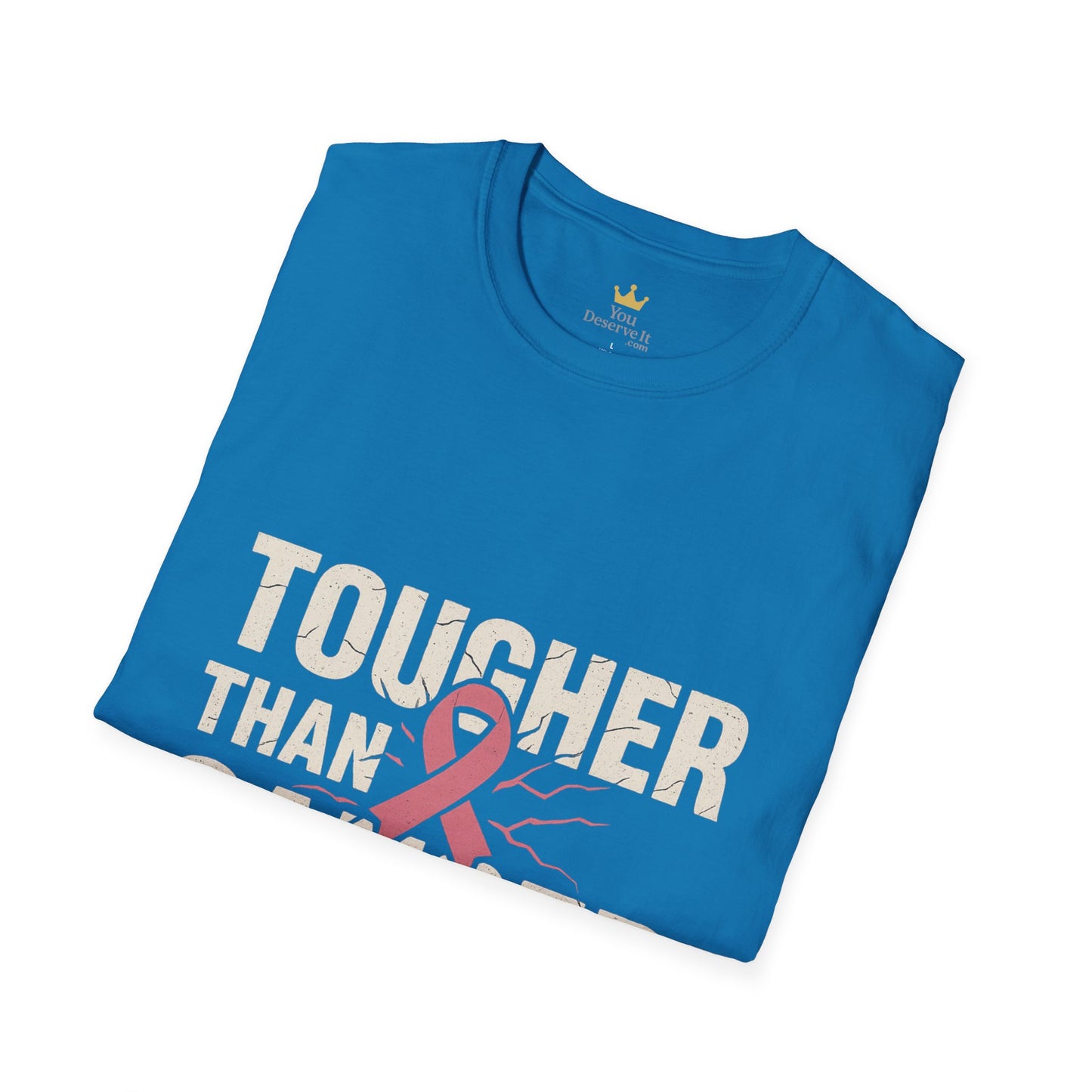 Tougher Than Cancer Shirt | Gritty Breast Cancer Awareness Tee with Cracked Ribbon Graphic