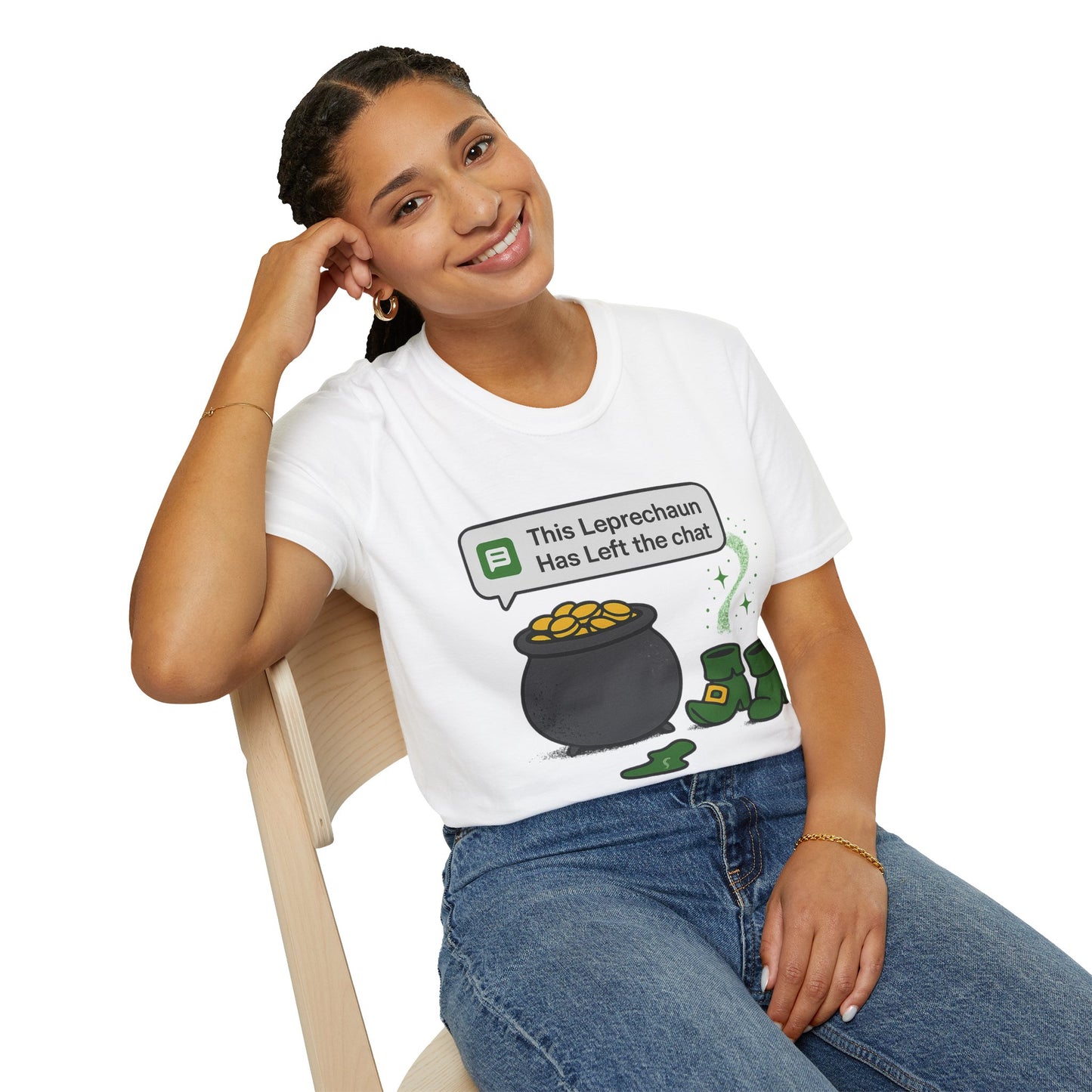 This Leprechaun Has Left the Chat | Funny St. Patrick's Day Tee | Sarcastic Irish Humor T-Shirt, Pot of Gold Joke Shirt