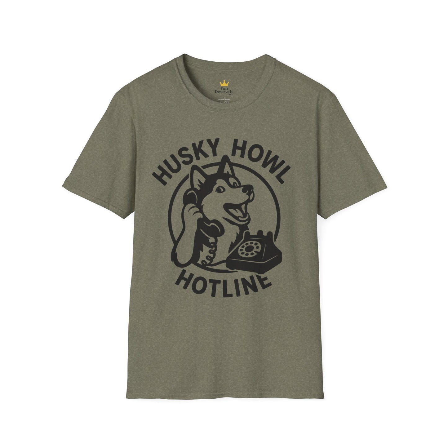 Husky Howl Hotline T-Shirt, Funny Dog Tee, Pet Lover Gift, Animal Rescue Fundraiser Shirt, Casual Wear, Gift for Dog Lovers
