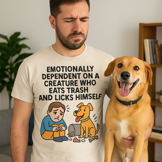 Emotionally Dependent on a Trash-Licking Dog T-Shirt | Funny Dog Lover Meme Tee