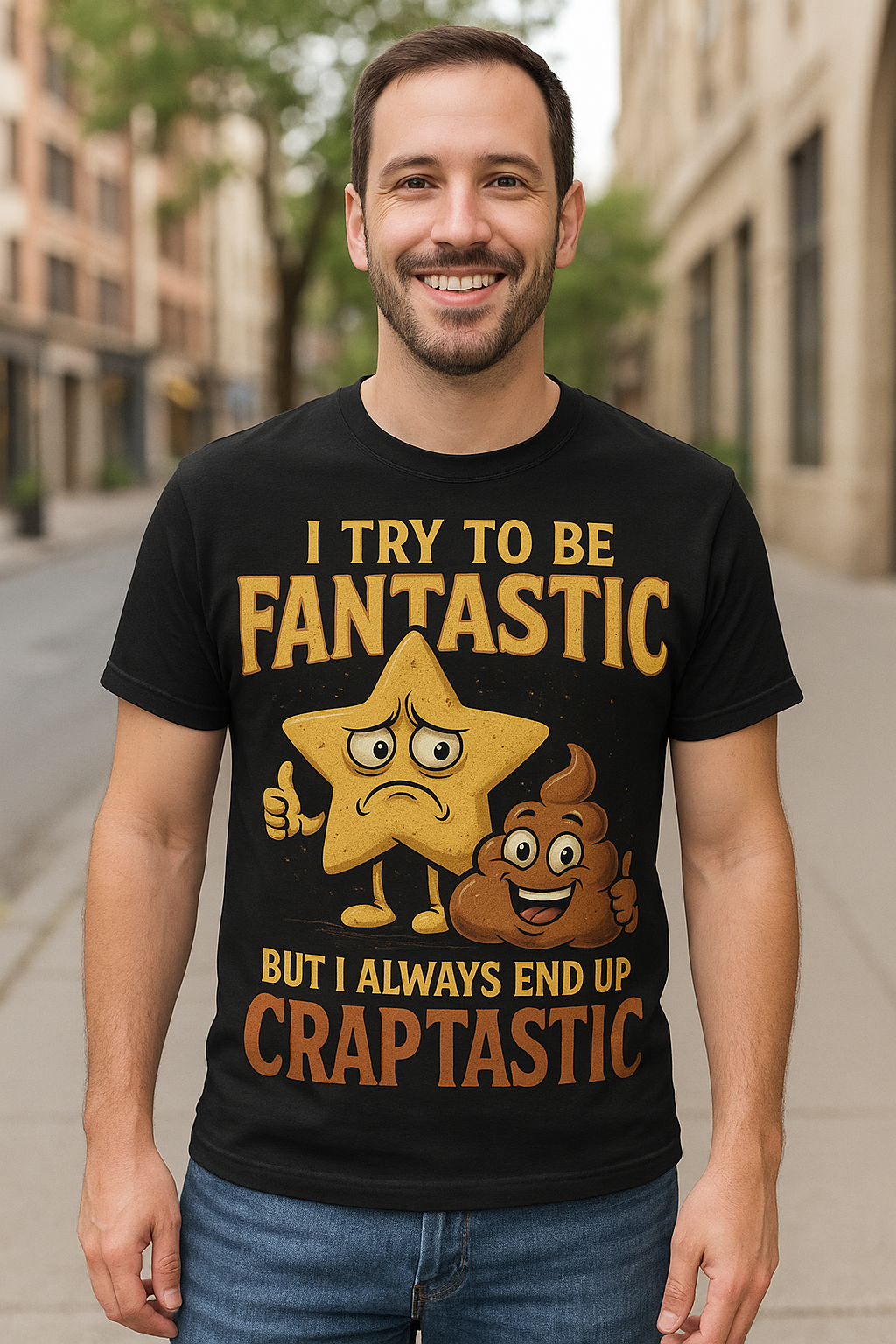I Try to Be Fantastic But Always End Up Craptastic T-Shirt – Funny Graphic Tee