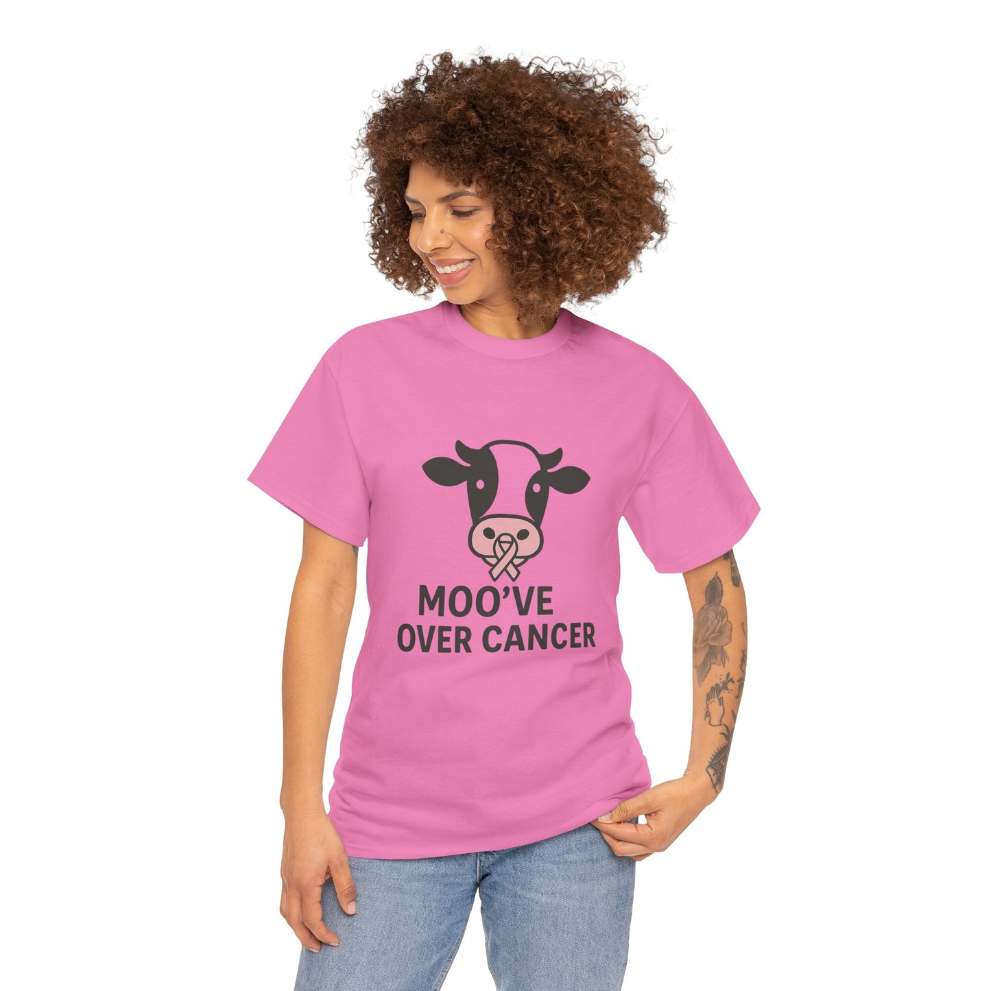 Moo've Over Cancer | Breast Cancer Awareness Cow Tee