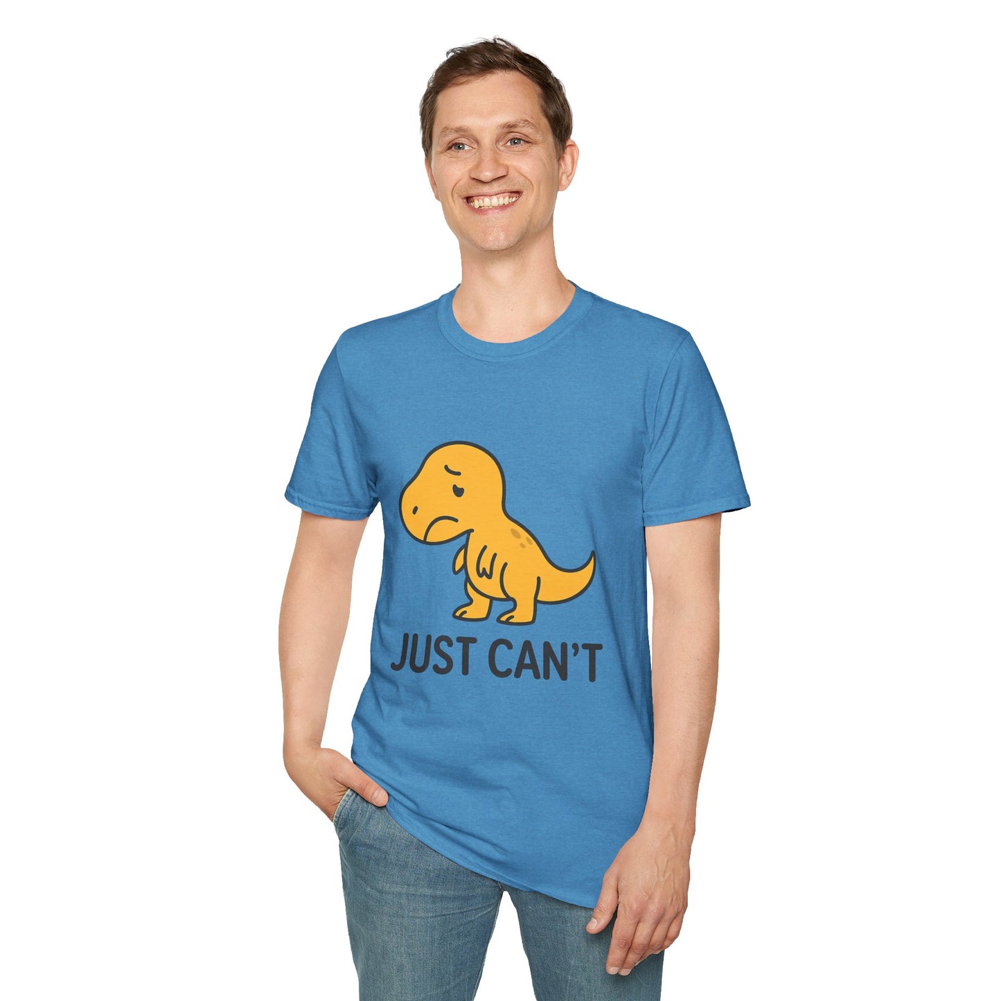 Just Can't Dinosaur T-Shirt | Funny T-Rex Mood Tee for Adults & Teens